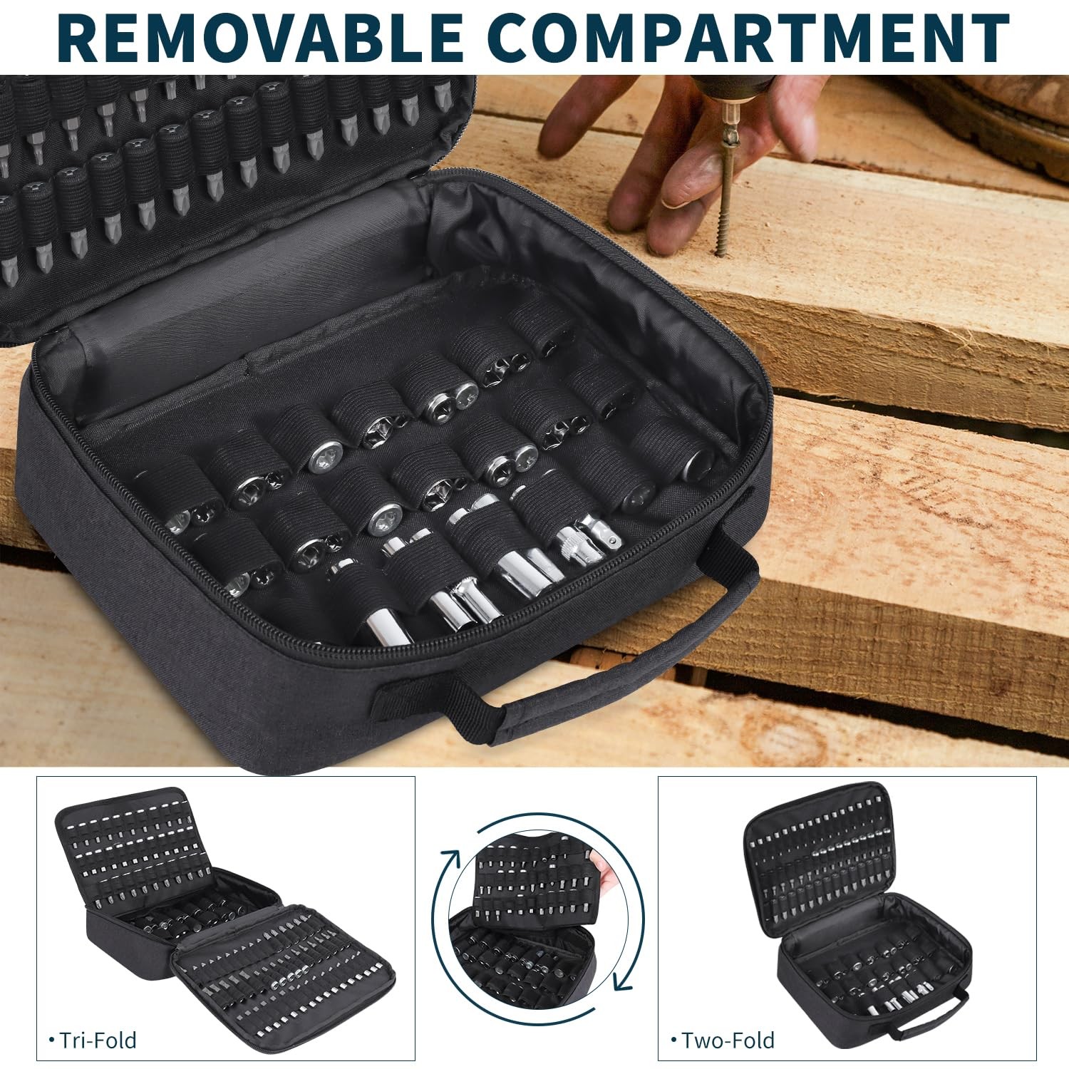 Portable Drill Bit Organizer Bag,Brill Bit Holder Tool Bag 1/4-Inch,3/8-Inch,…