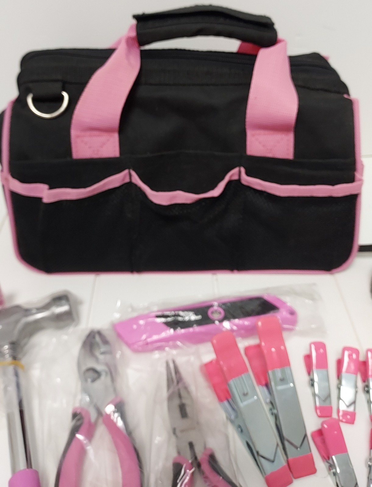 Work Zone Tool Bag Tools Canvas Carry Handles Shoulder Strap Zip Up 22 Pcs NOS