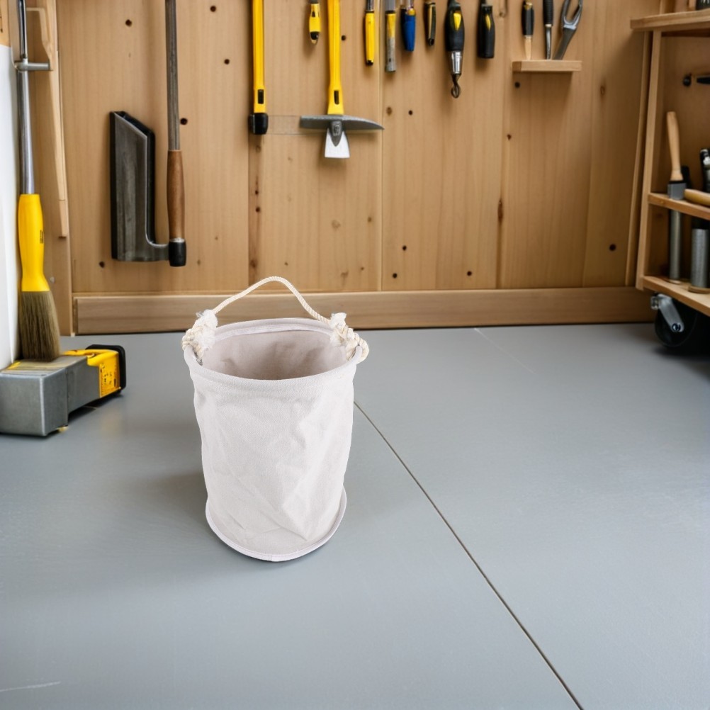 White Canvas Utility Tool Bucket Bag for Scaffold Hoist and Work At Height Tasks