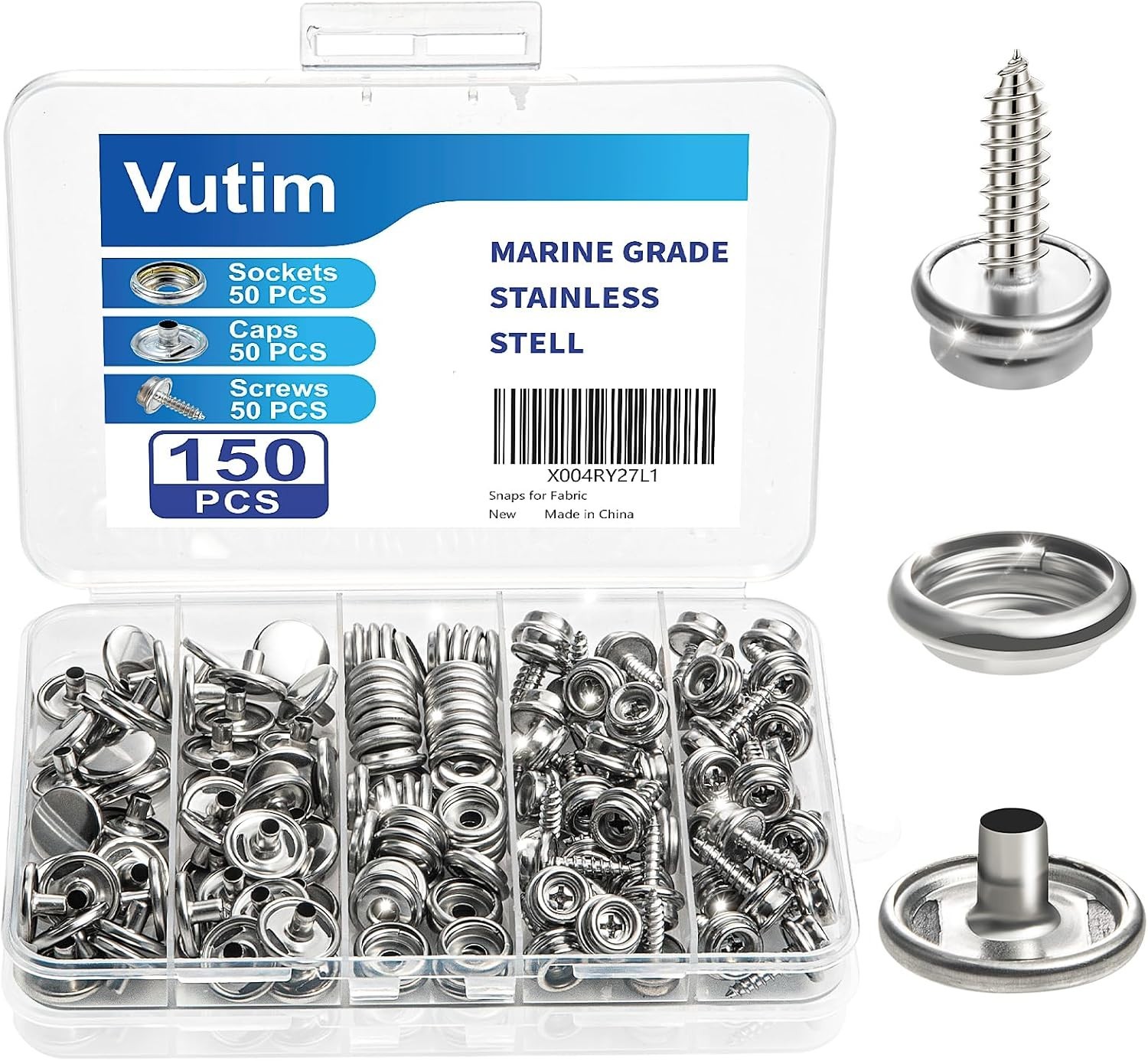 150 PCS Marine-Grade Stainless Steel Canvas Snap Fastener Kit for DIY Crafting