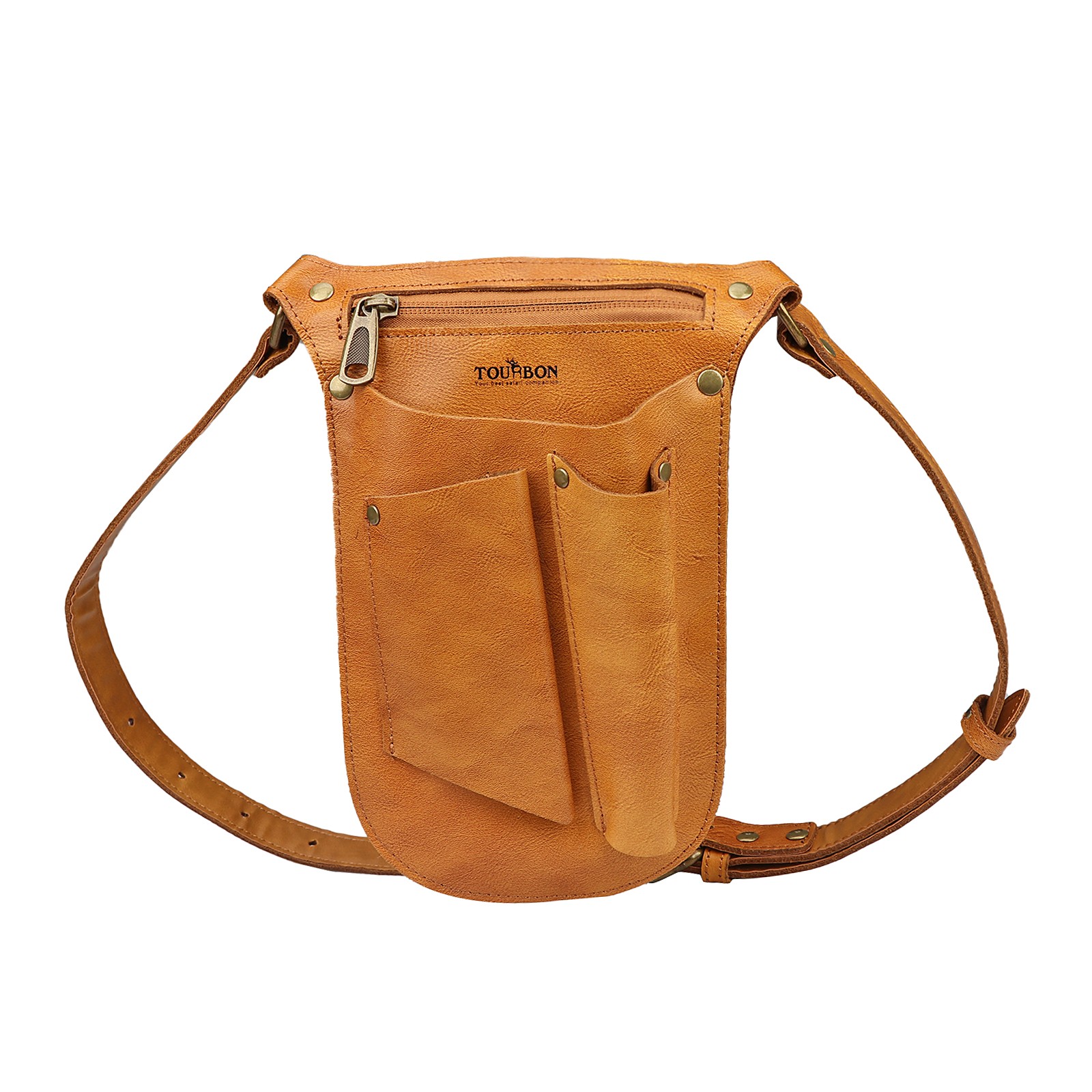 TOURBON Leather Gardening Tools Belt Florist Holder Bag Utility Pouch Phone Case