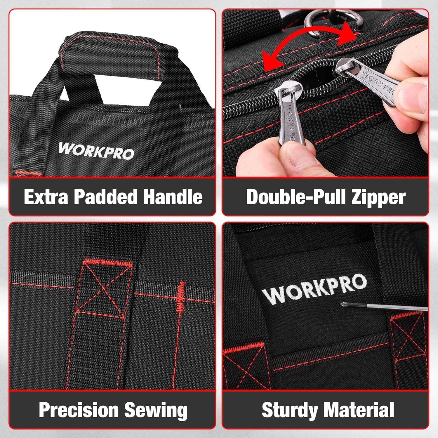 16-inch Waterproof Tool Storage Bag Wide Mouth Multi-Pocket Organizer