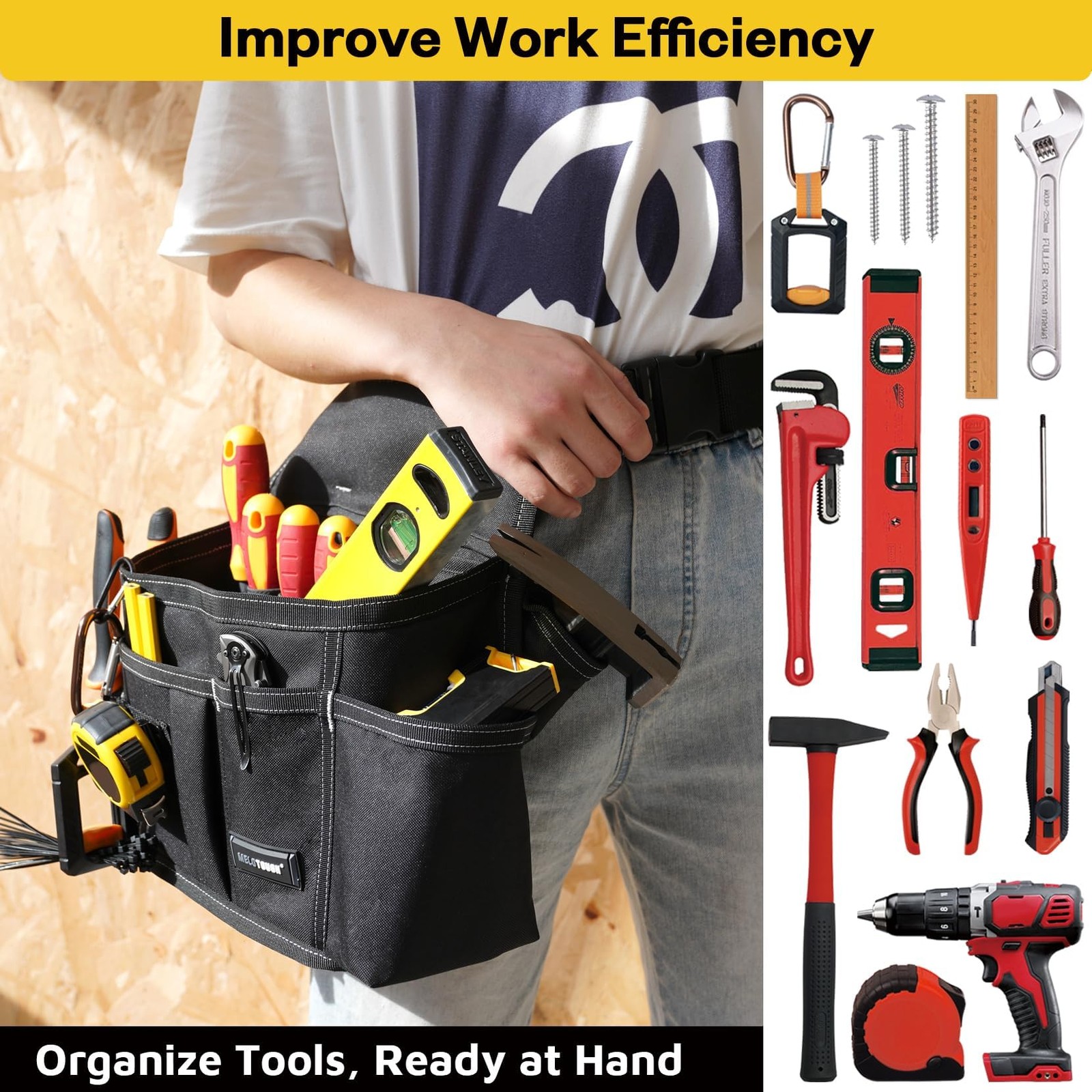 MELOTOUGH Professional Tool Belt Pouch,Small Tool Pouch with Belt,Left/Right …