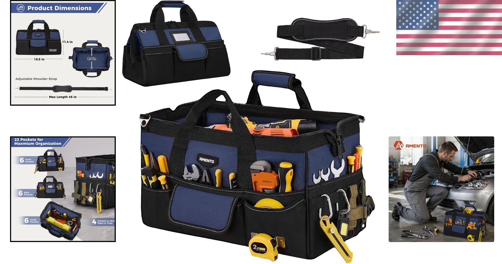 Durable 18-Inch Tool Tote with Dual Carry Options – Ideal for Tool Organization