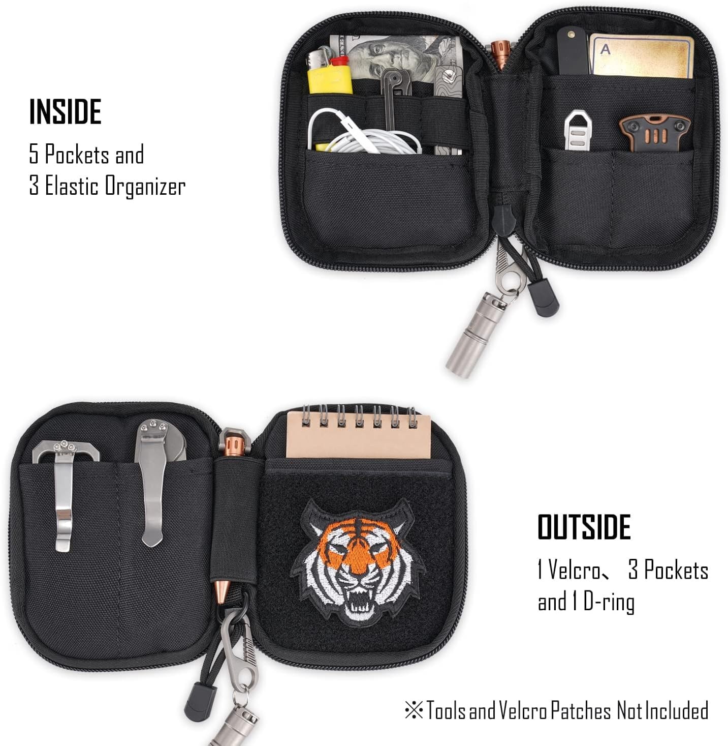 SP1 EDC Pouch, Pocket Organizer, Mighty Pouch for Men, EDC Bags with Patches …