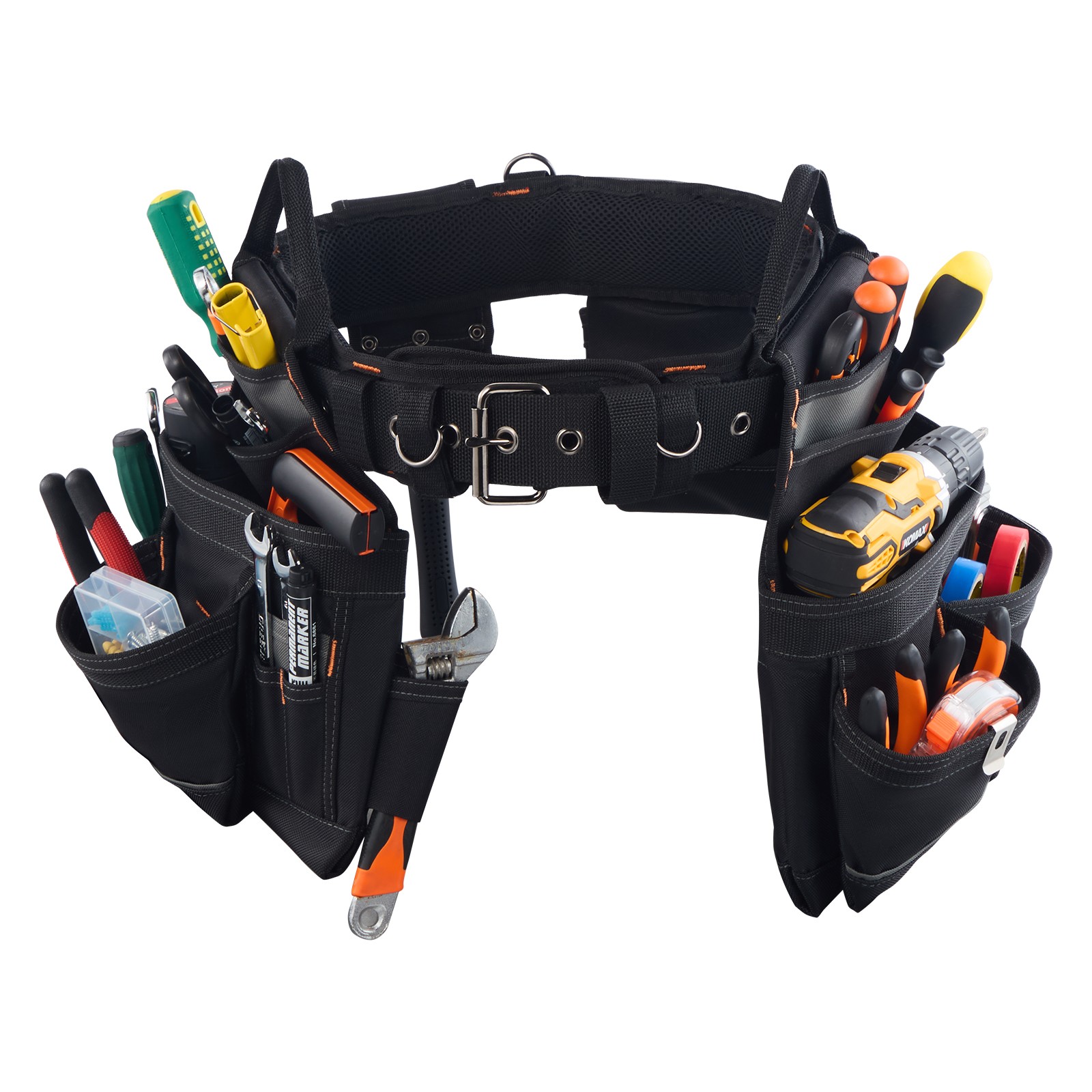 Uimoso Electricians Tool Belt with 18 Pockets for Heavy-Duty Tool Organization
