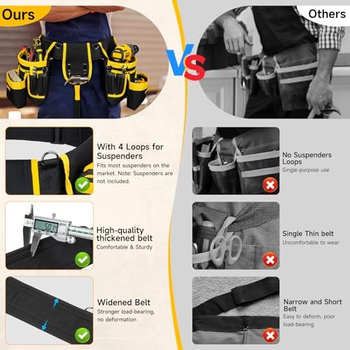 Tool Belt,Magnetic Tool Pouch,27 27 Pockets with Magnet Pouch Yellow & Black