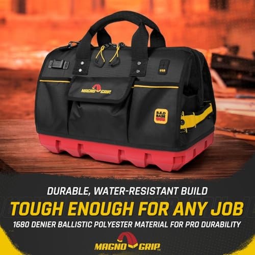 RED Base 18″ Heavy-Duty Tool Bag – 22 Pockets, 8 Loops, 1680D Ballistic