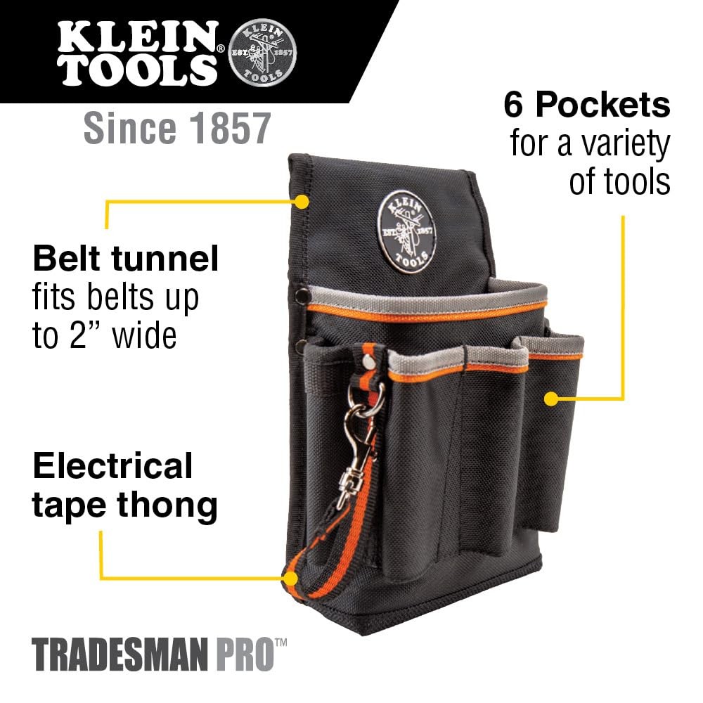 Klein Tools 5241 Tool Pouch Electrician Belt Bag Leather Tape Holder