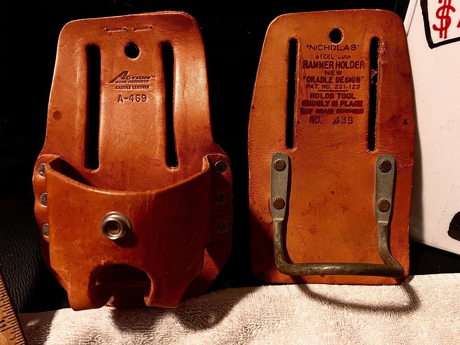 LEATHER ACTION Work Products A-469 & NICHOLAS HAMMER HOLDER #439 LEATHER CHEEP🔨