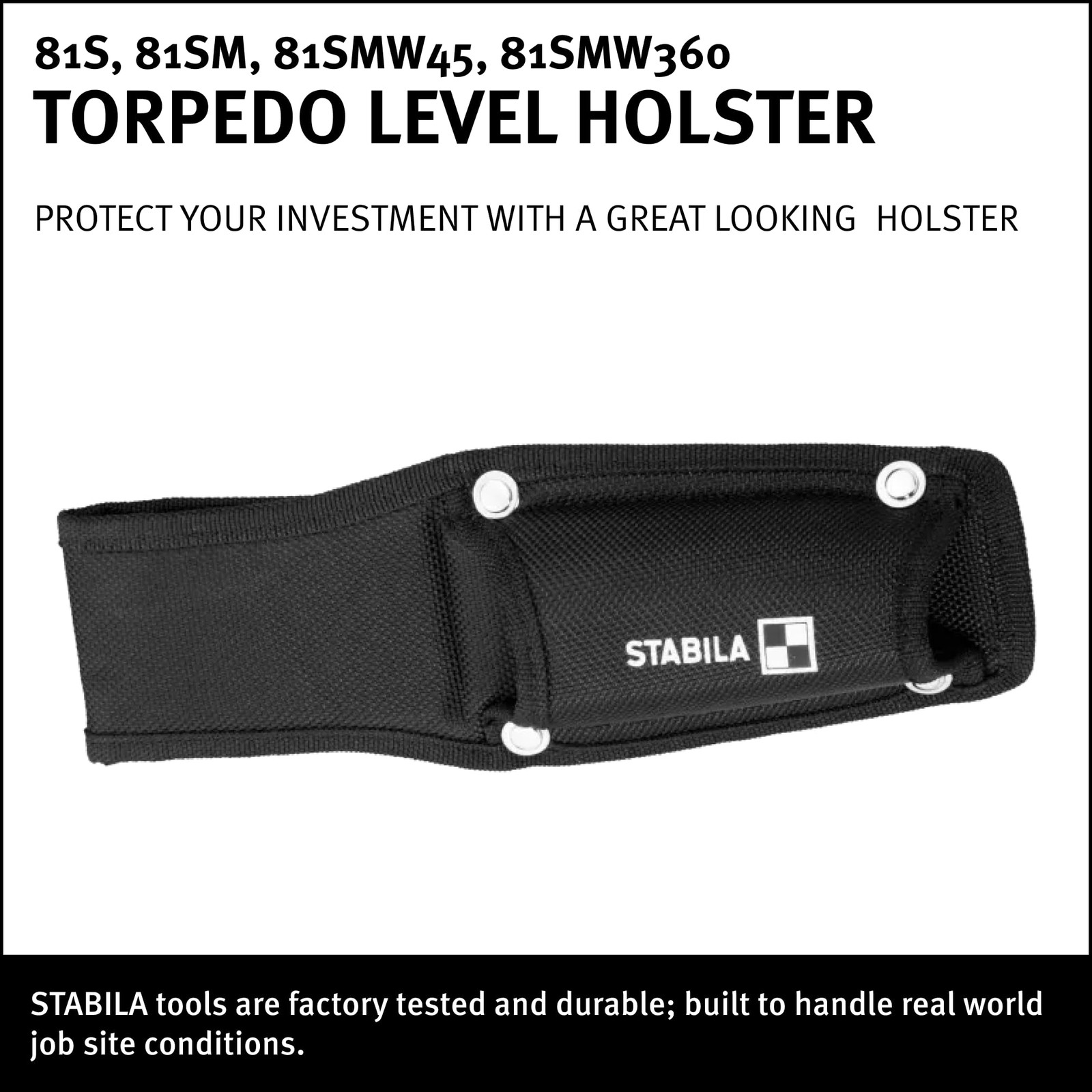 STABILA Cordura Torpedo Level Holster (81S, 81SM, 81SMW45, 81SMW360), Cat. Nu…