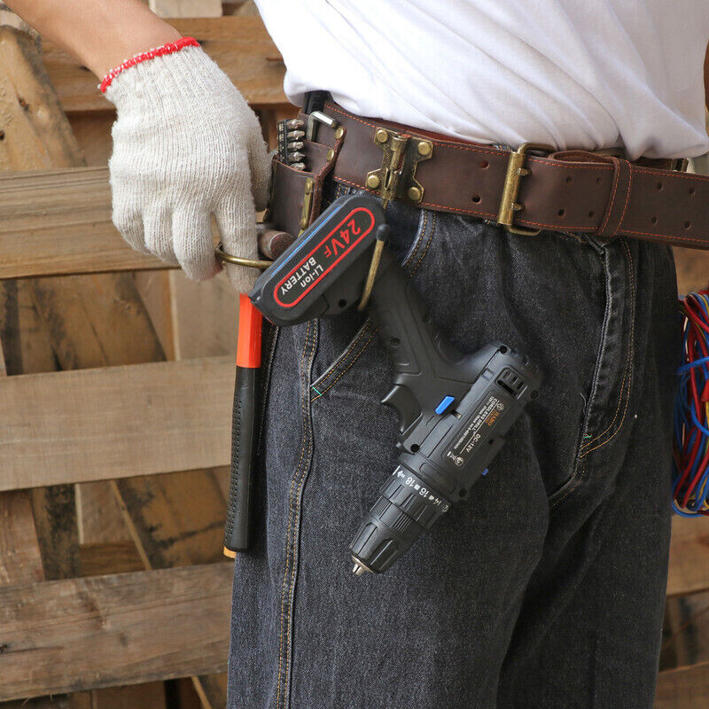 TOURBON Leather 2″ Electrician Tool Belt Hammer Scaffolding Holder Drill Holster