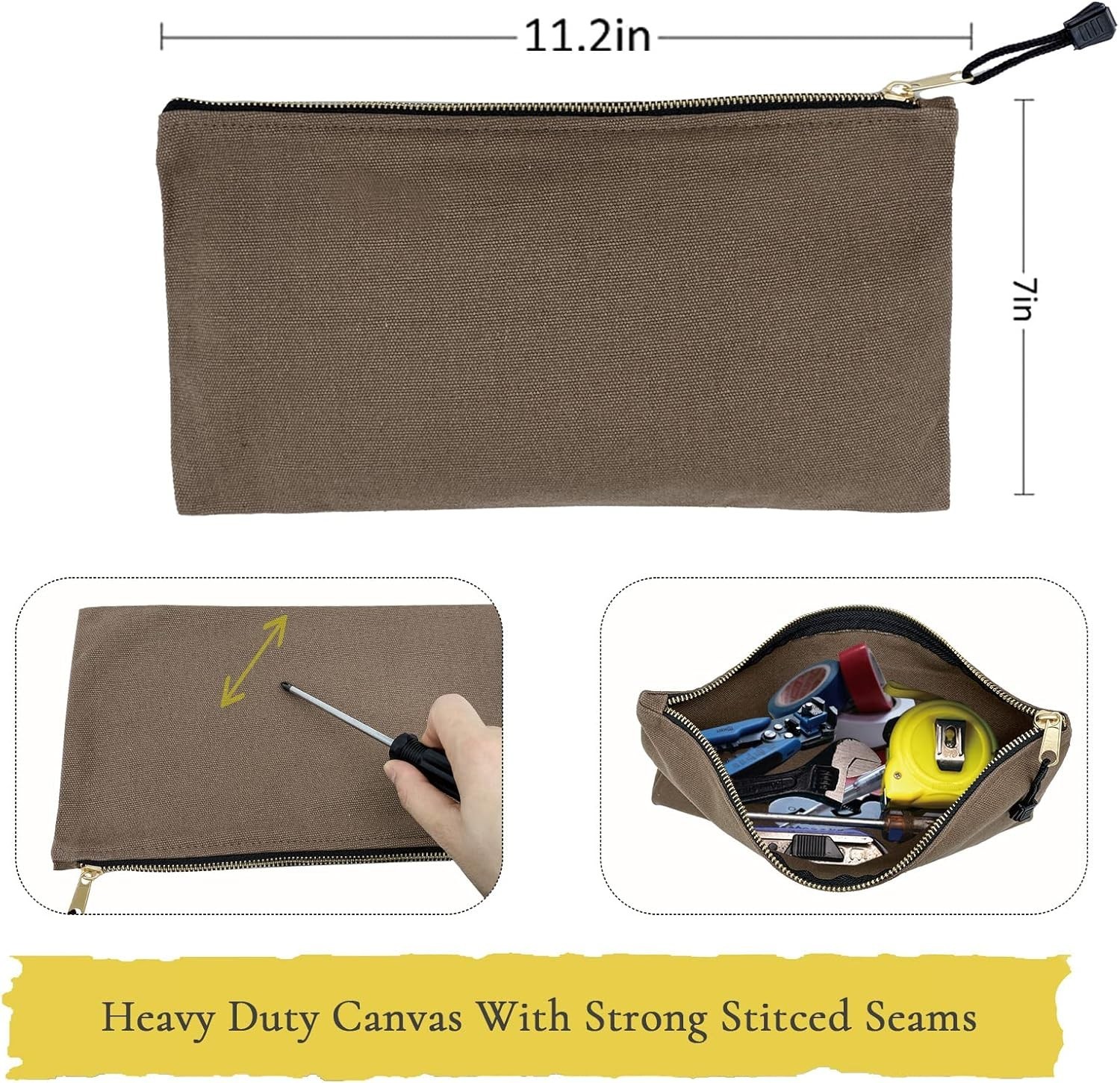 Heavy Duty Canvas Tool Bag Organizer – 7 Pack Zipper Utility Pouches in Assor…