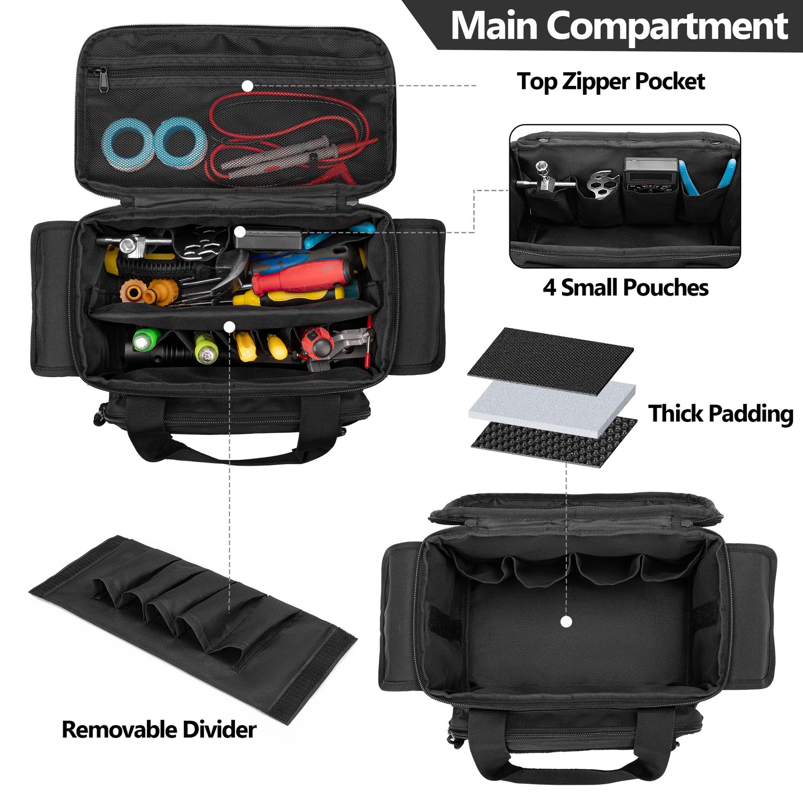 Small Tool Bag with Anti-friction and Thick Padded Bottom, Tool Storage Organ…