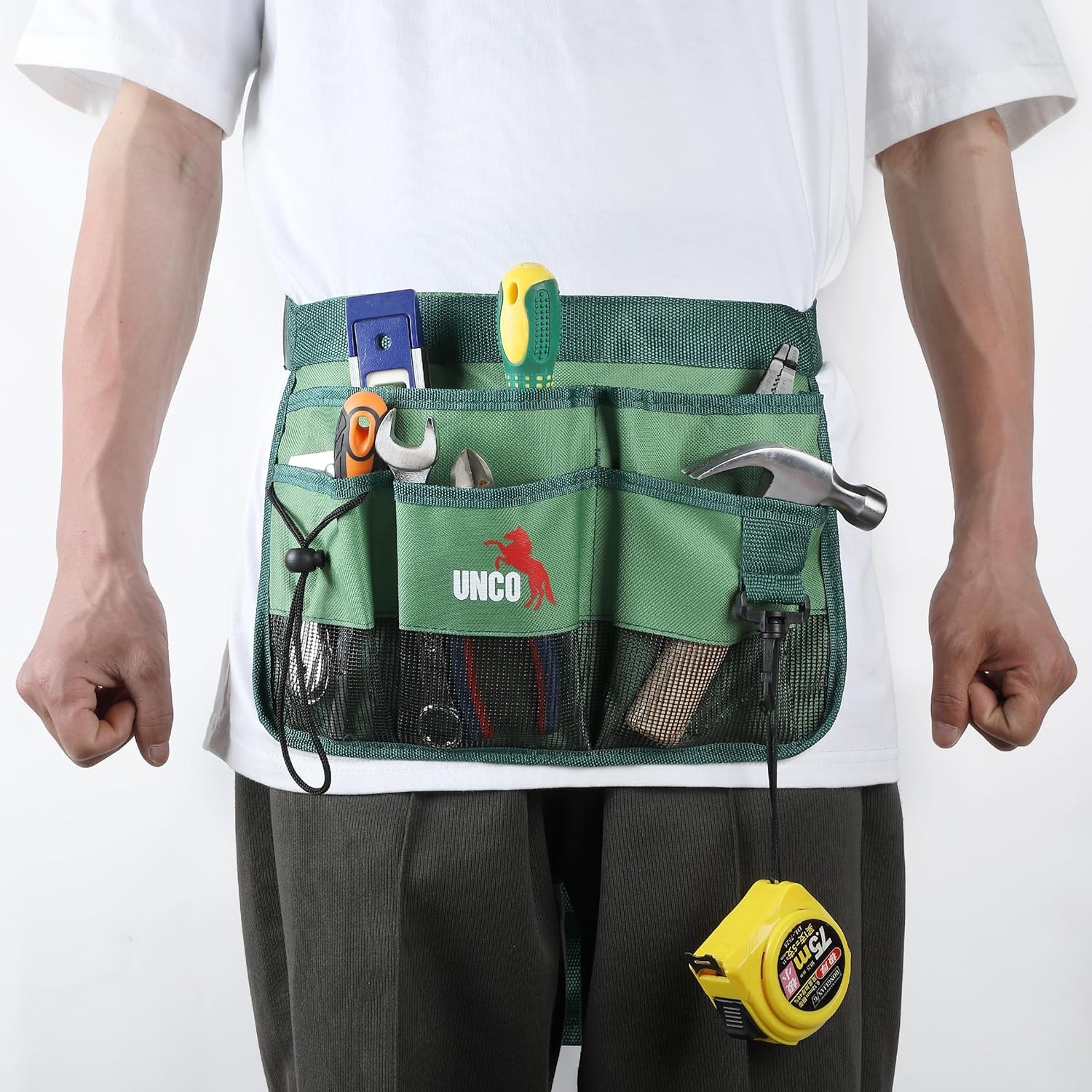 Adjustable Garden Tool Belt 7 Pockets Green Water Resistant Waist Apron