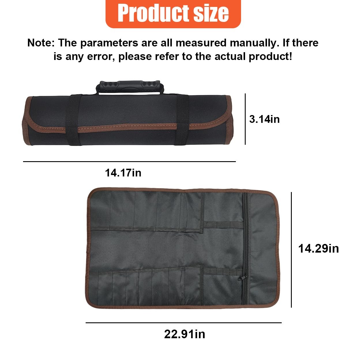 Tuxihapp 23 Pocket Car Tool Bag Roll Up 22.91 x 14.29 x inches, Black