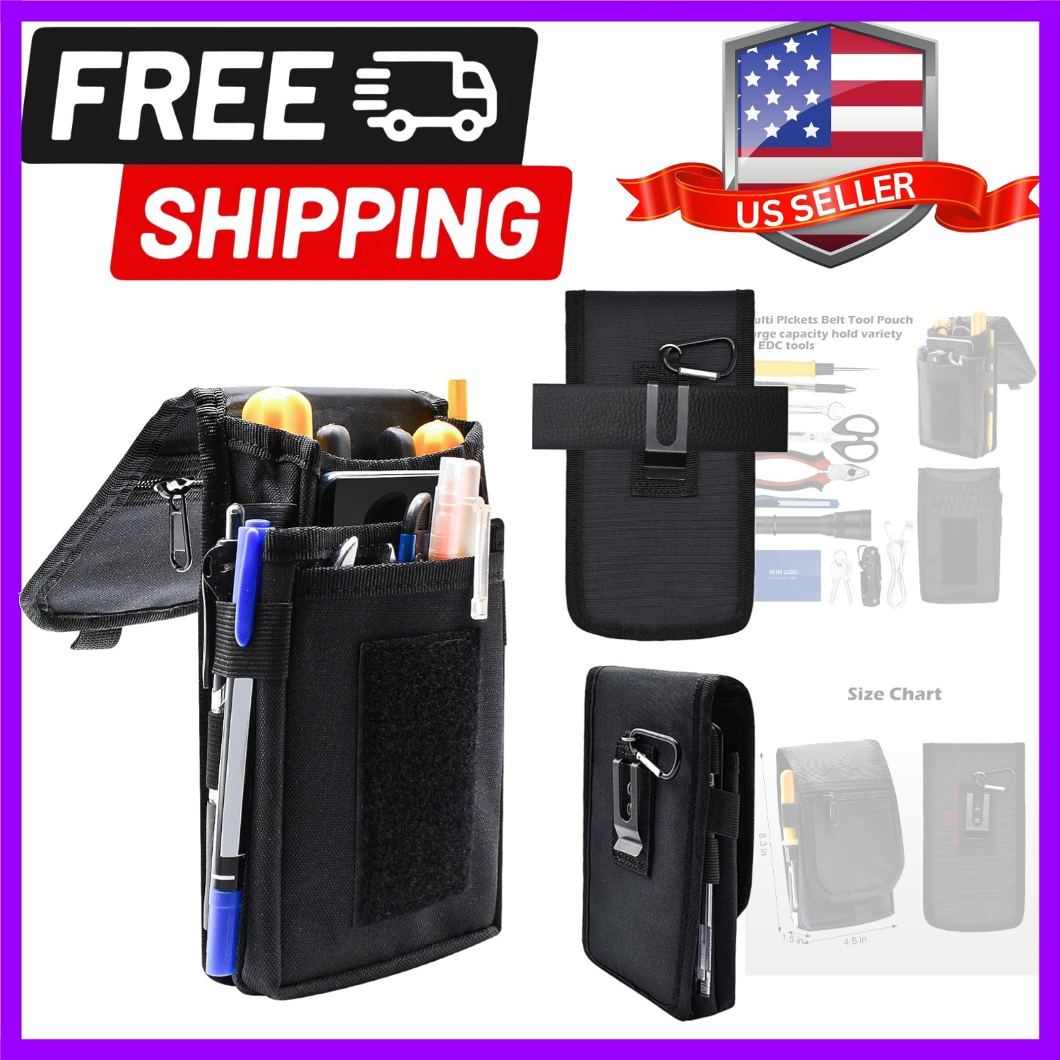 Belt Tool Pouch, Tactical Utility Organizer with Cell Phone Holder, Durable H…