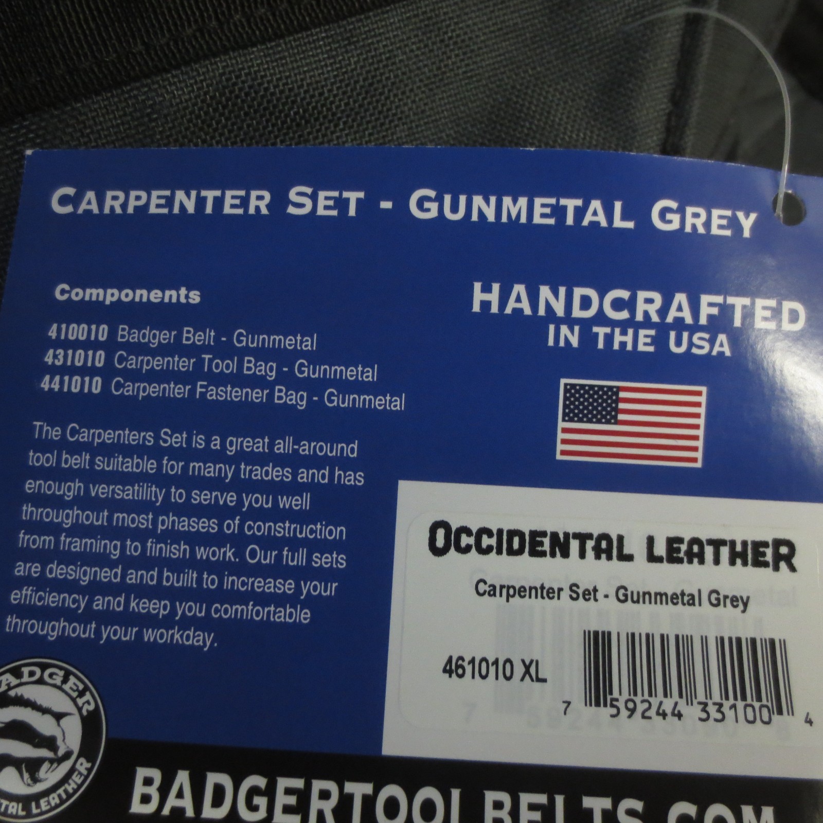 Badger 4610 Side-By-Side Carpenter Belt – Gunmetal Grey – XL