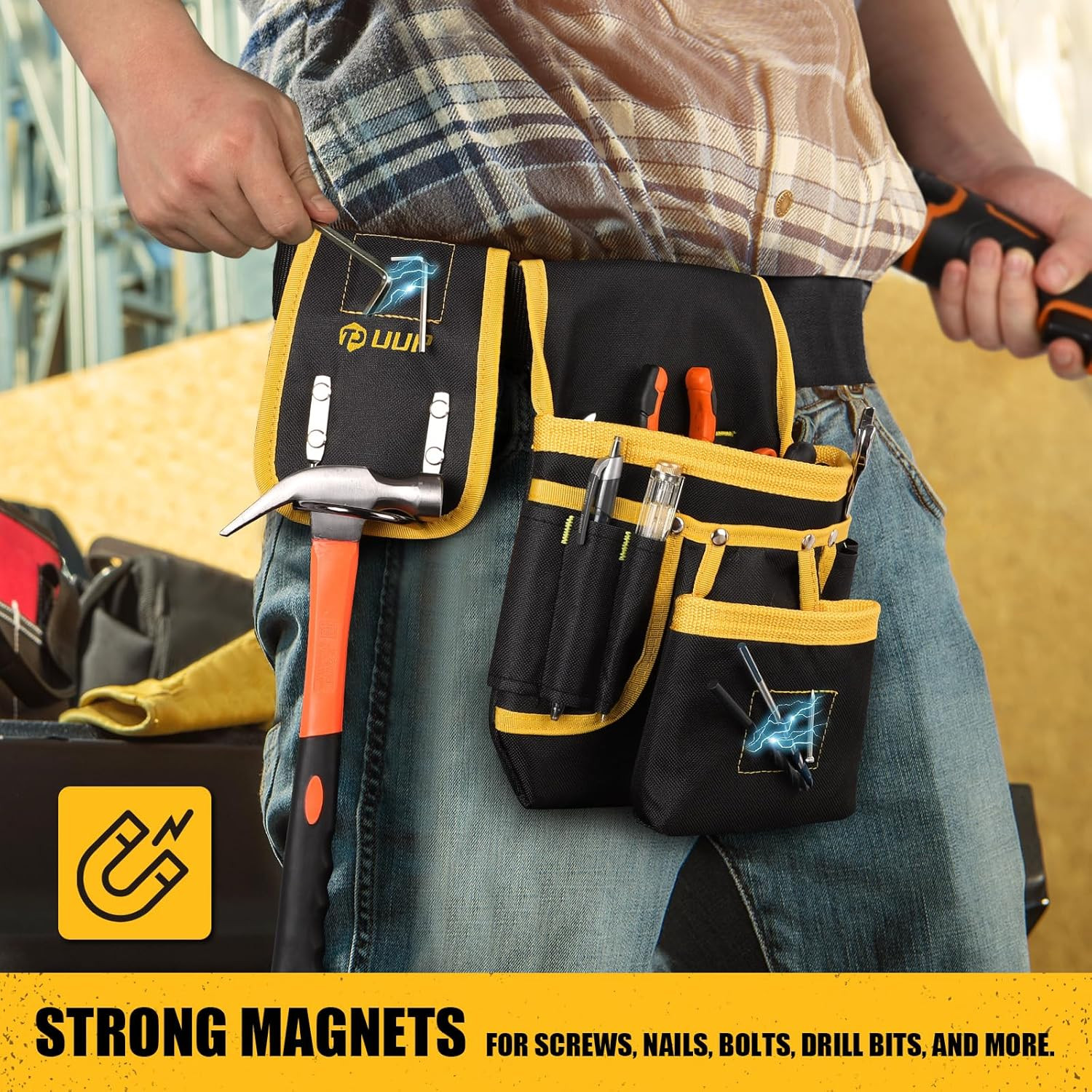 Magnetic Tool Belt for Men, 26 Pockets Heavy Duty Tool Pouch, Magnet Holster Nai