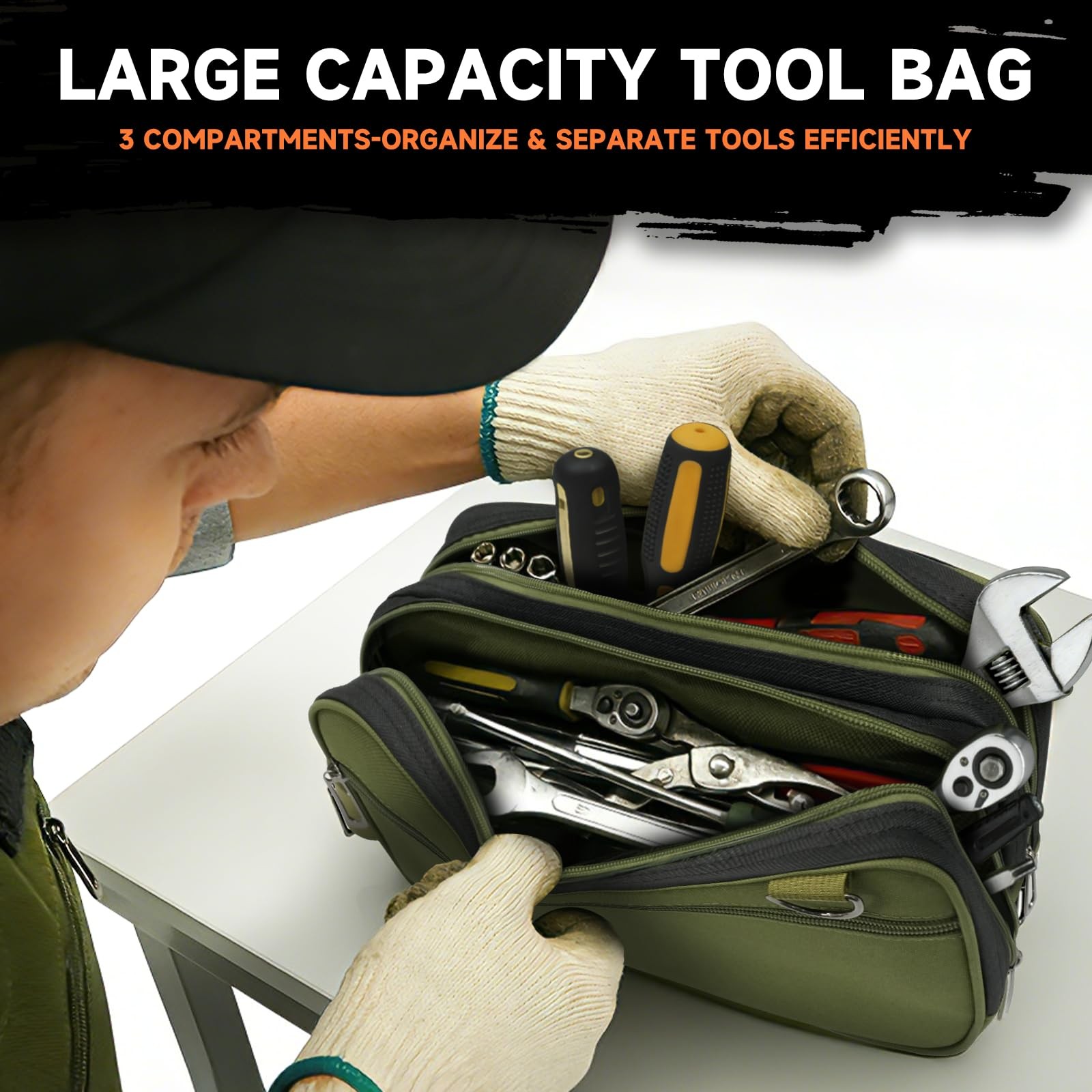 Organizer Tool Pouch Small Tool Bag with Zipper Waterproof Utility Multi Comp…