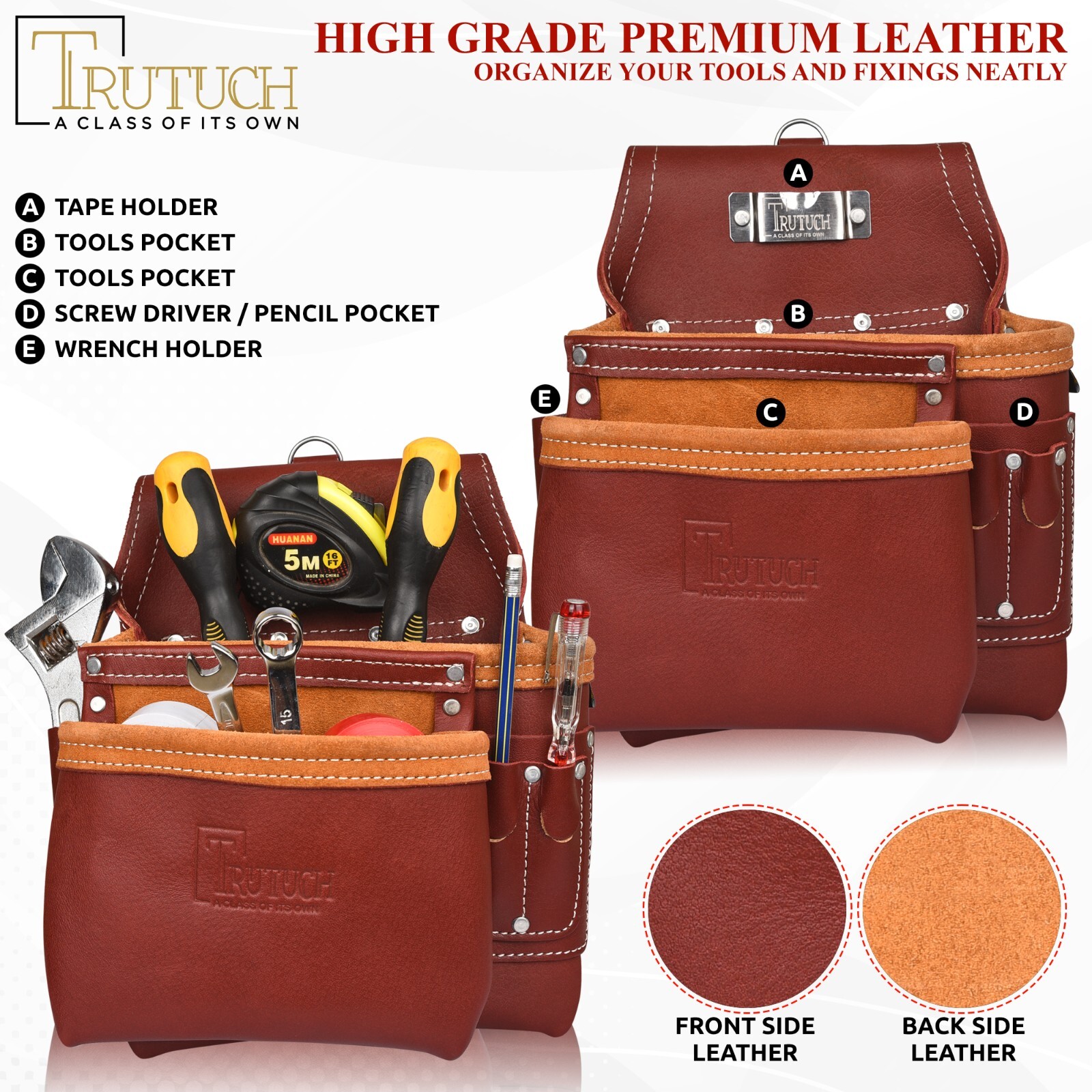 Leather Tool Belt | Carpenter Tool Pouch | Framers Tool Belt | Handyman Belt