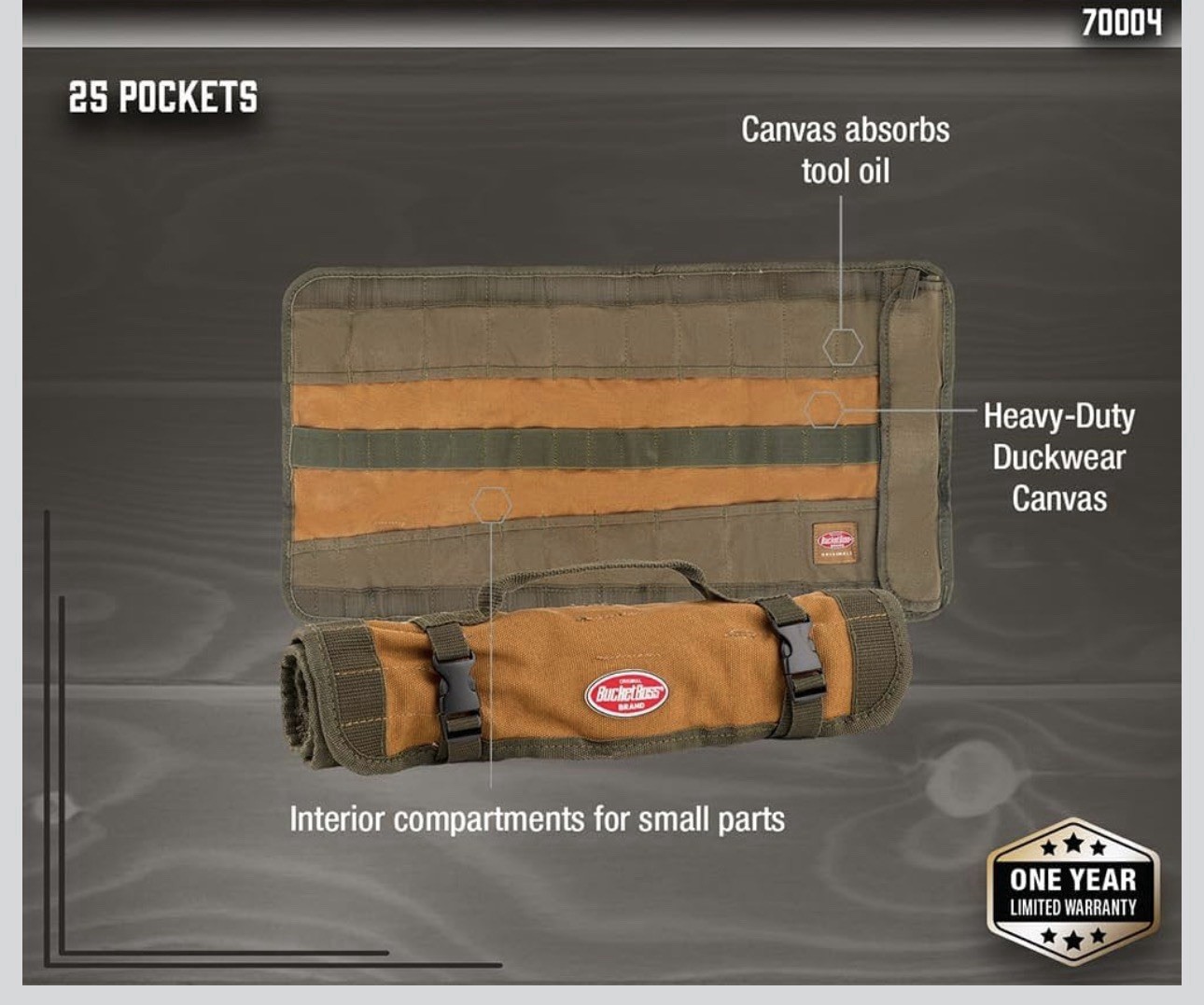Bucket Boss – Tool Roll, Bags – Original Series (70004) One Size, Brown