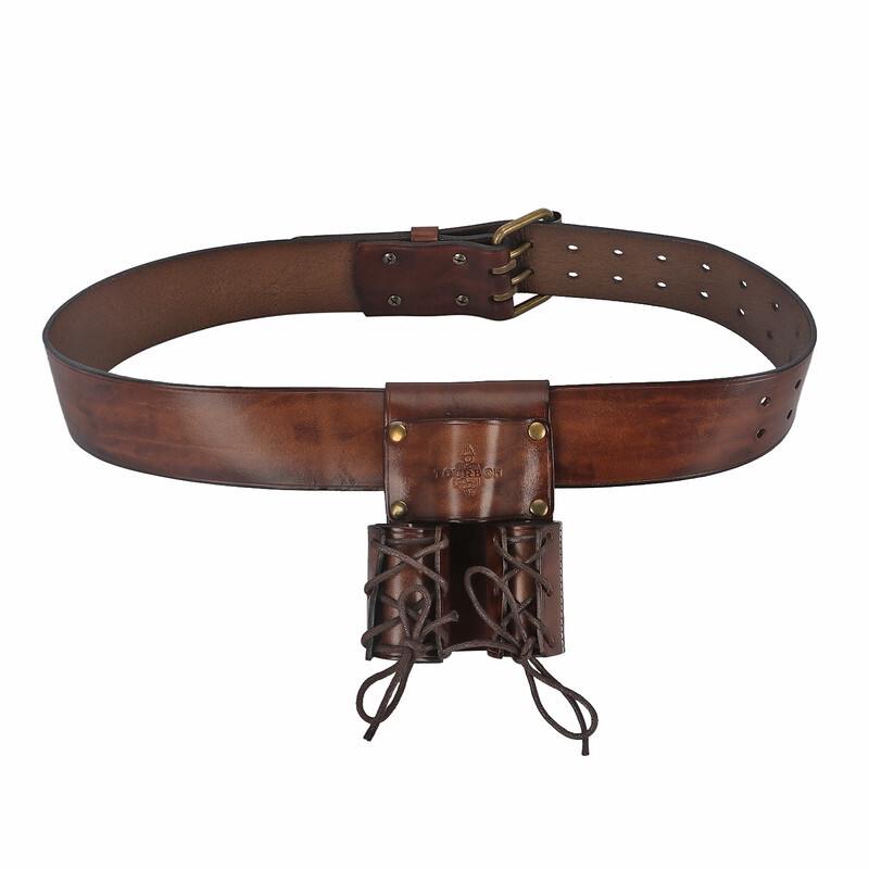 TOURBON Leather Spud Wrench Tool Iron Double Worker Bull Pin Holder Belt Pouch