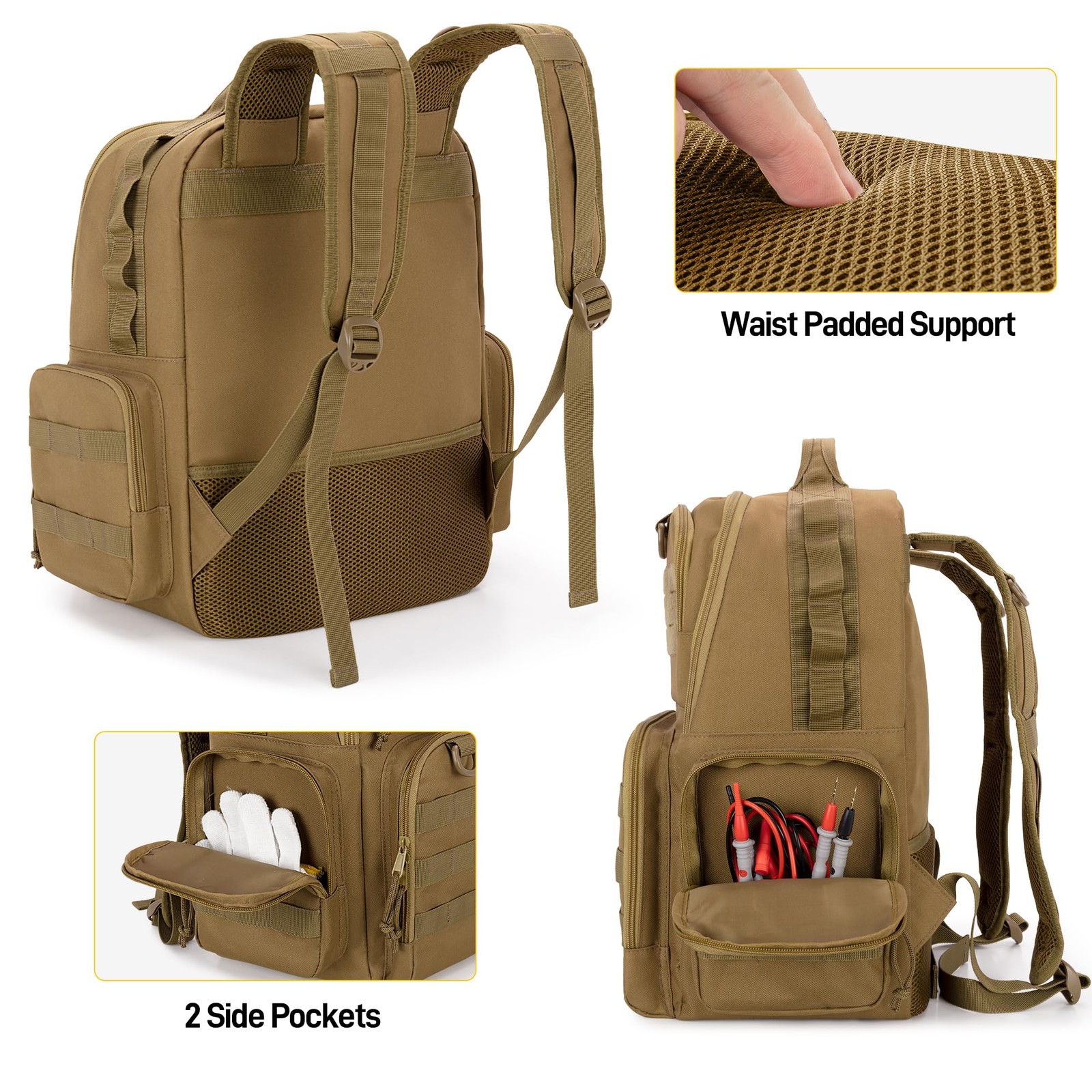 Tool Bag Backpack for Men with 3 Tool Pouches, Heavy-Duty Tool Storage Organi…