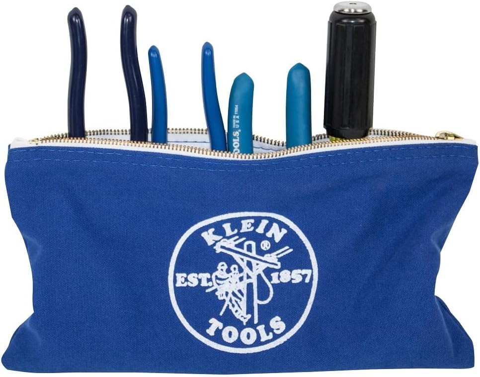 12.5 x 7-Inch Klein Tools Canvas Zipper Bags – Assorted Colors for Easy Sorting