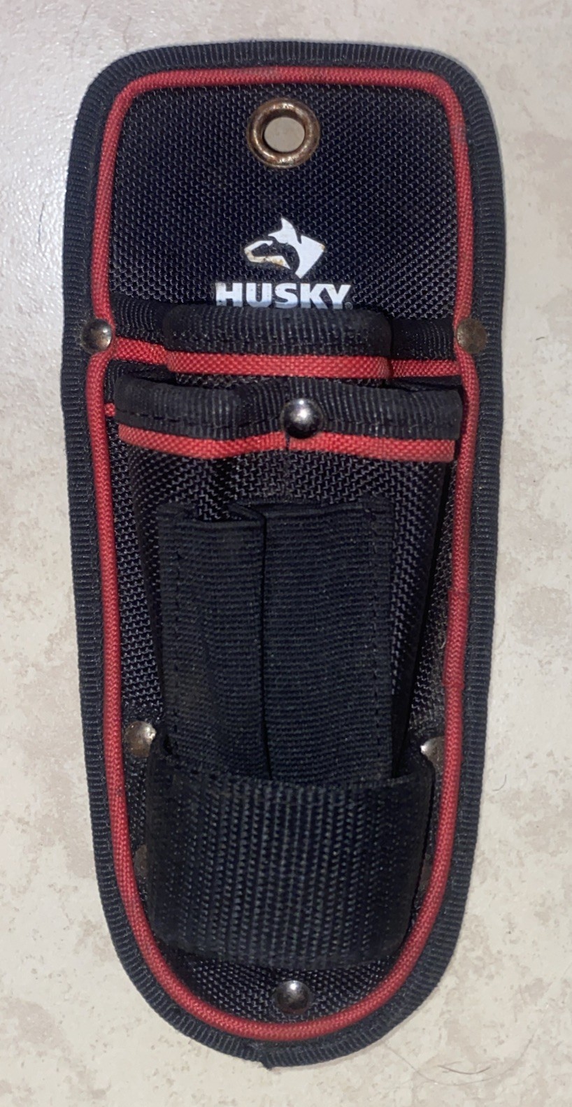 HUSKY HEAVY DUTY SMALL 3 POCKET TOOL POUCH W/BELT CLIP & TAPE MEASURE LOOP