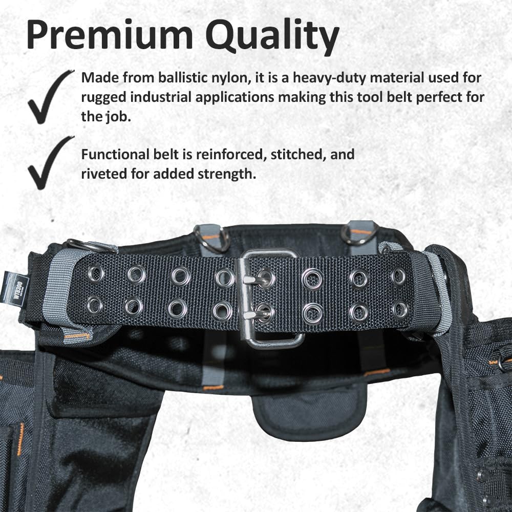 WOLF WTB300 Heavy-Duty Tool Belt with Pouch for Contractors & Electricians