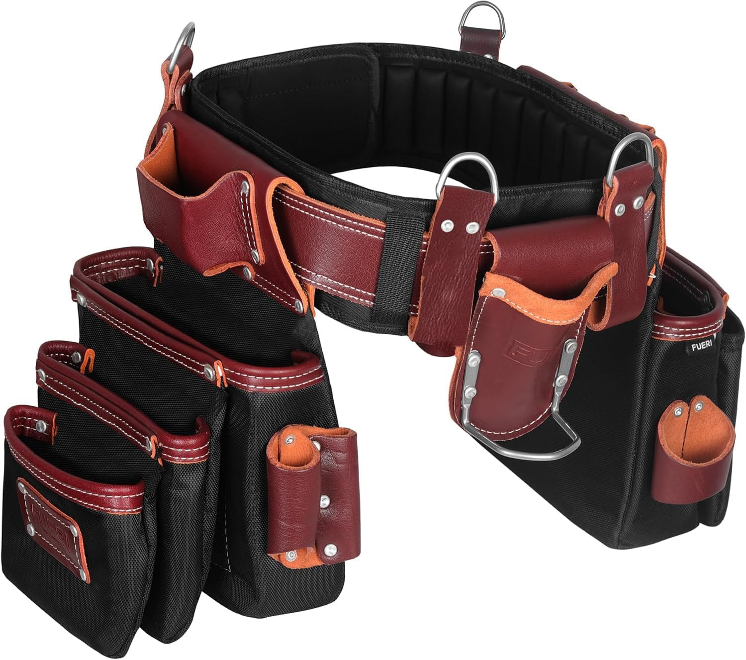 FUERI Professional Tool Belt with Pouches Nylon Leather for Carpenter