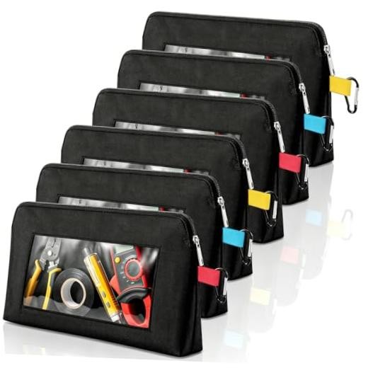 6 Pcs Tool Bag with Clear Window Heavy Duty Canvas Small Tool Pouch for Men