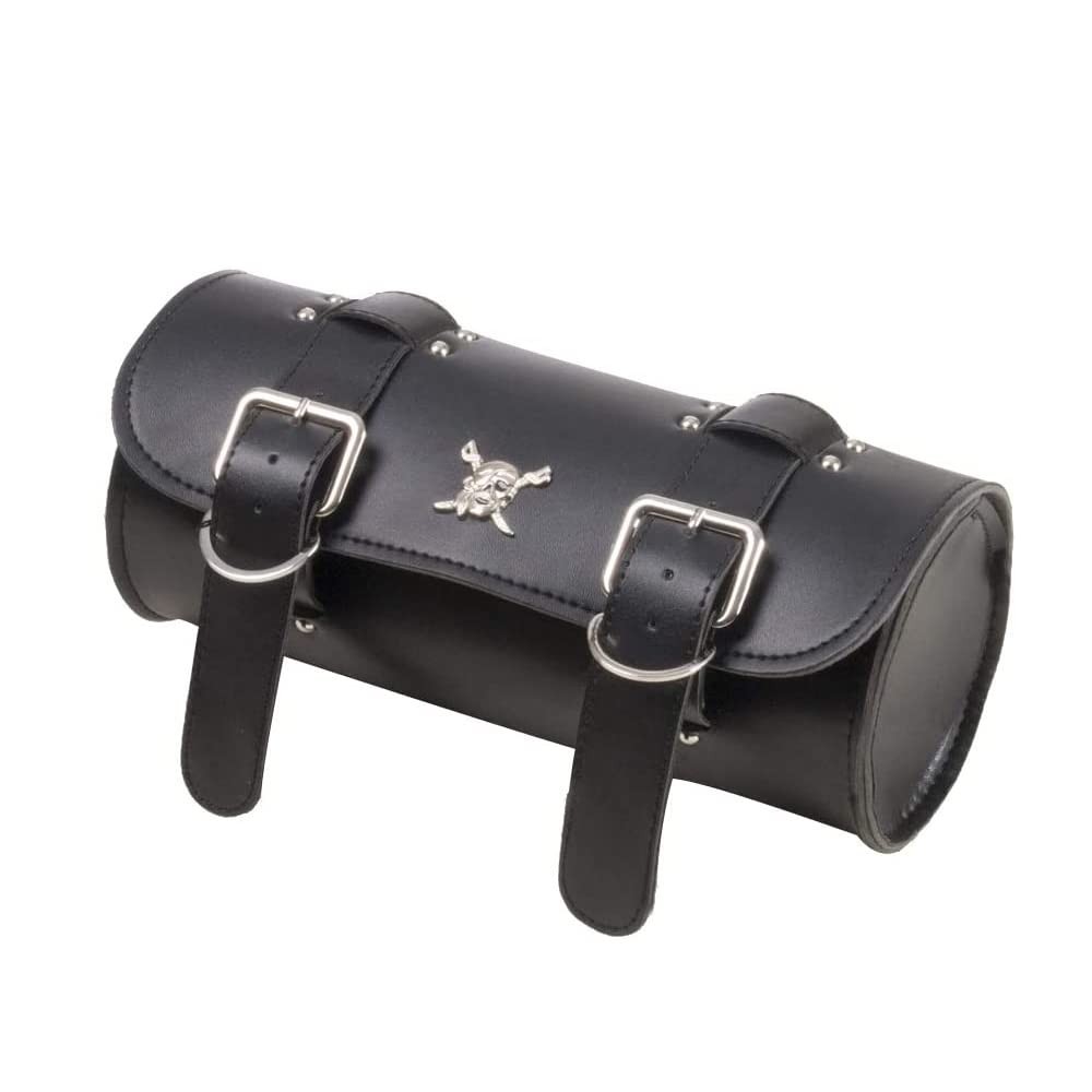 Motorcycle Tool Bag, Universal Motorcycle Handlebar Bag, Black PU Leather Rol…