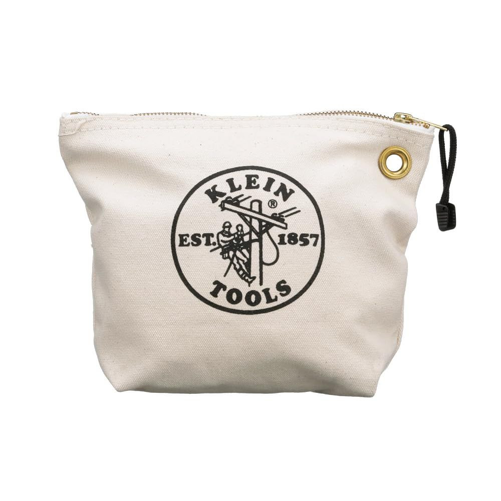 Klein Tools 5539NAT Zipper Bag, Canvas Tool Pouch is 10-Inch Small, Natural