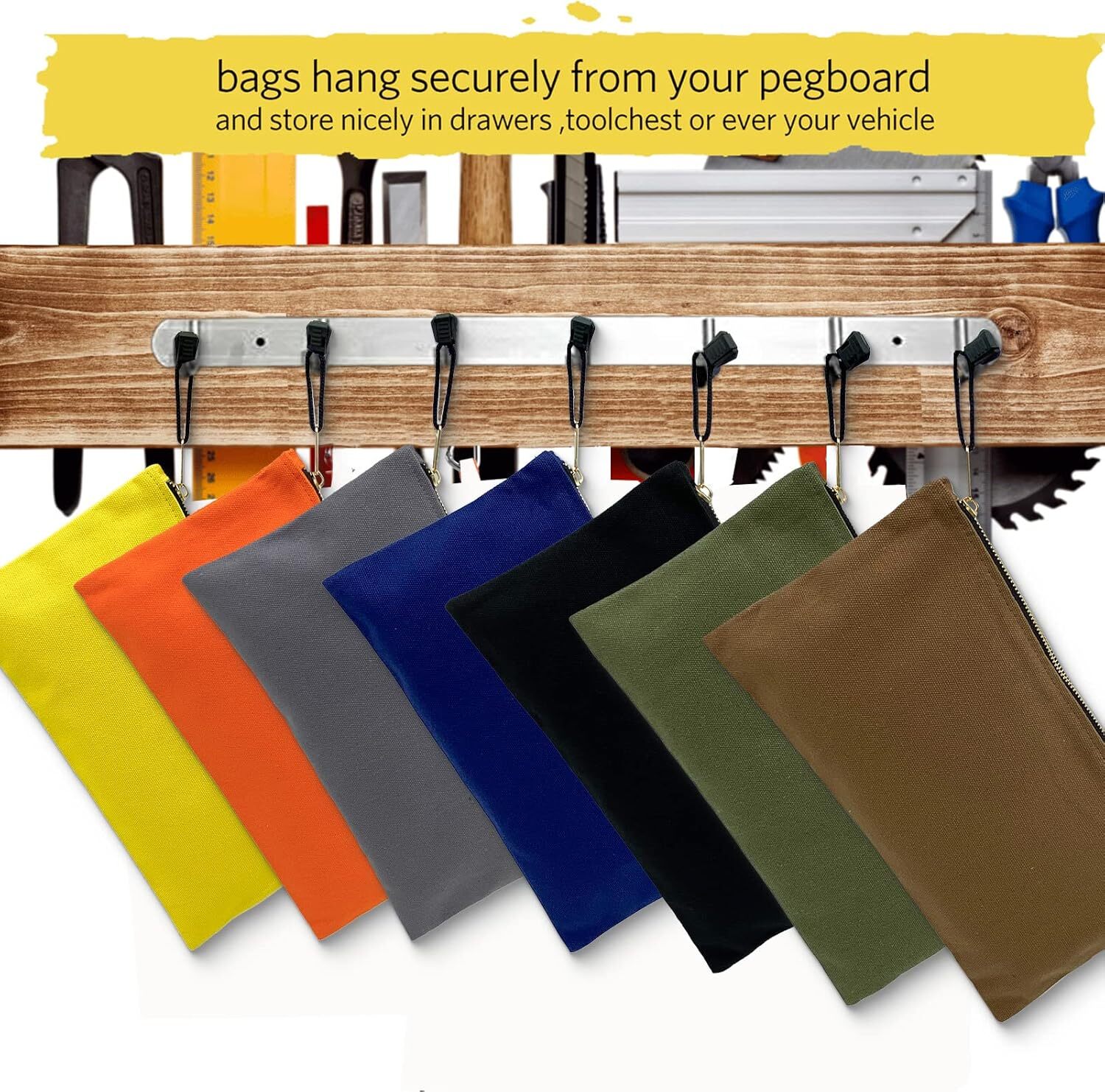 7 Pack Canvas Tool Bag Zipper Pouch – Heavy Duty 16 oz. Canvas Tools Utility …