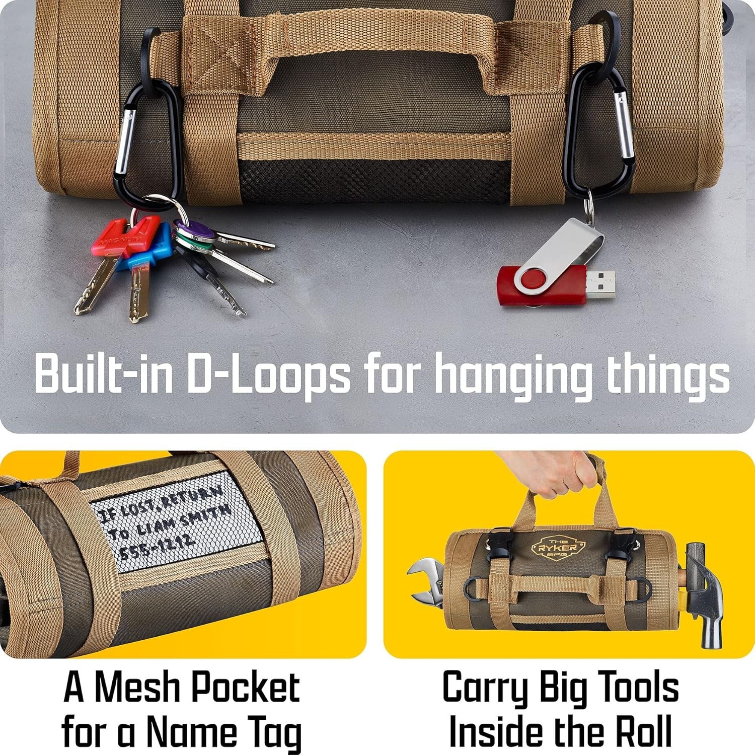 Portable Motorcycle Tool Roll Bag – Detachable Pouches