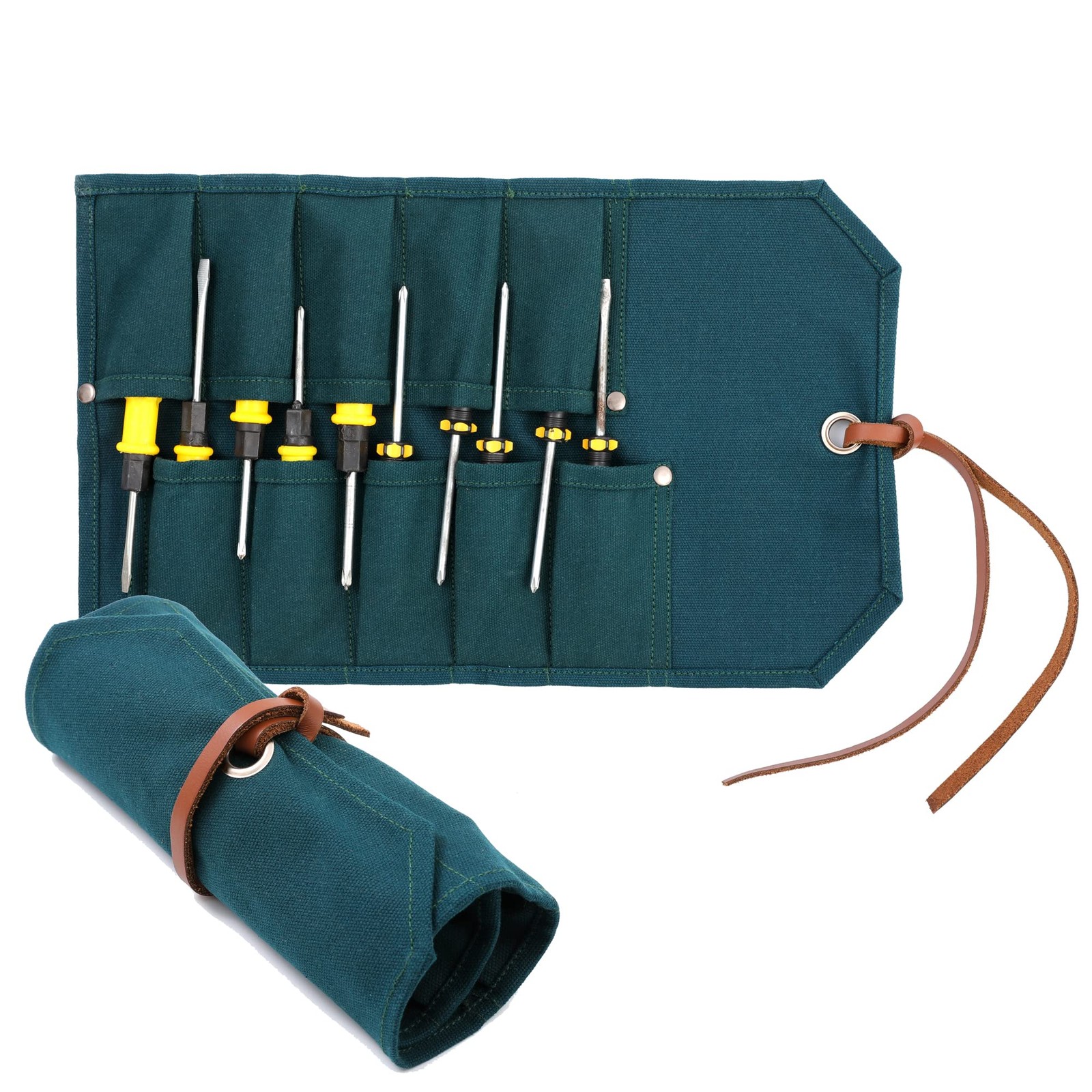 Multi-Function Chisel Roll, Heavy Duty 16oz Waxed Canvas Tool Storage Bag, St…