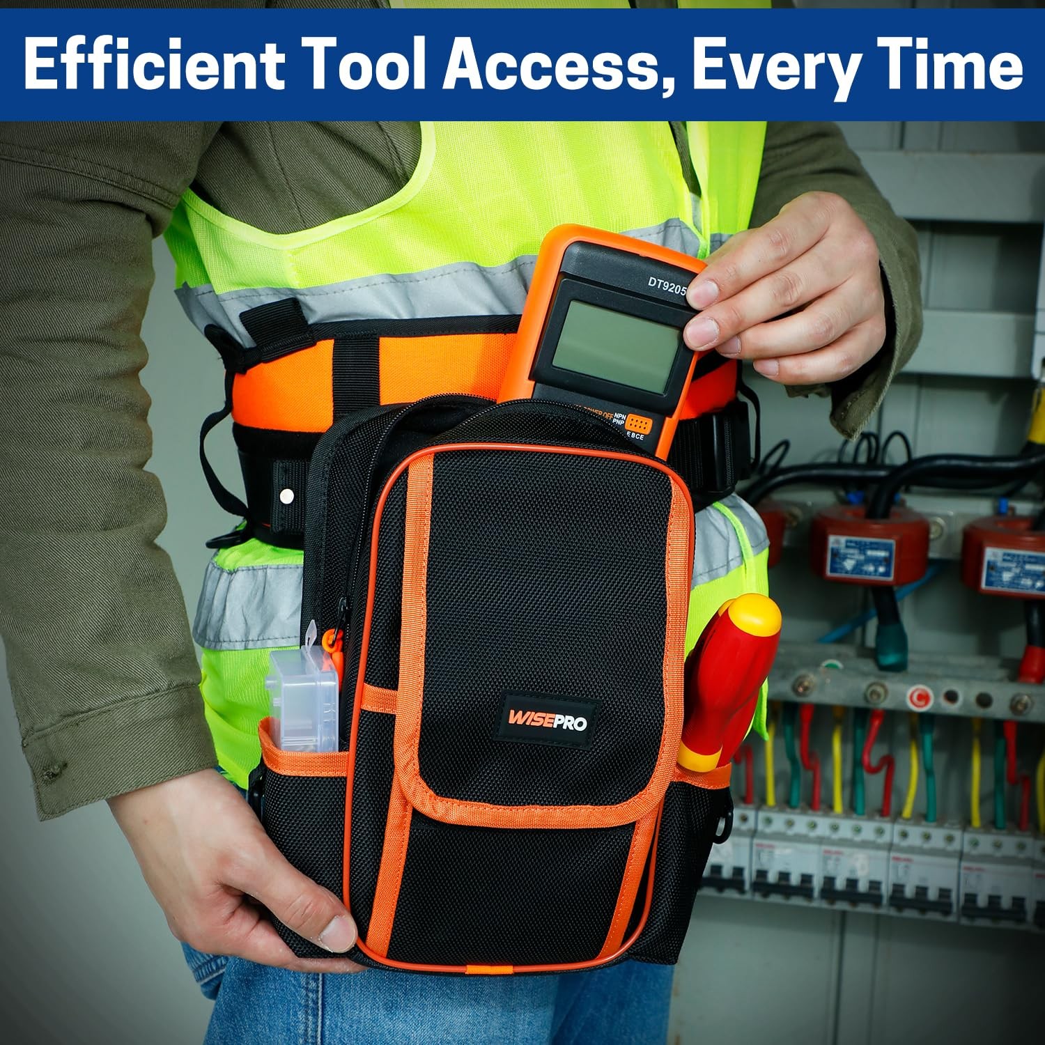 Zippered Electrician Tool Pouch 1680D Technician Bag with Handle Organizer