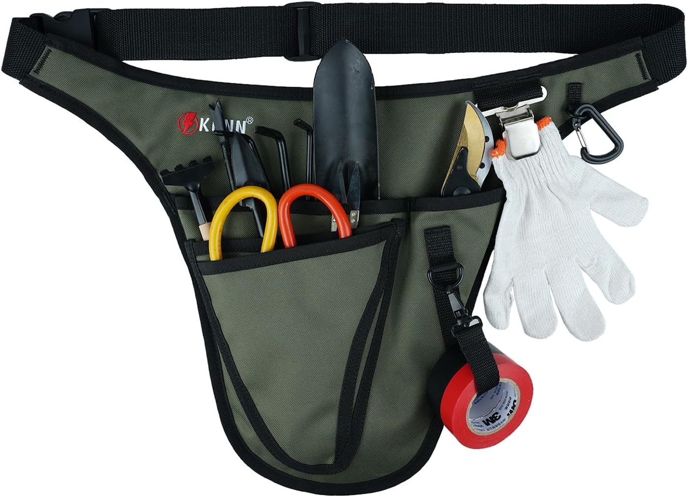 Garden Tool Belt Adjustable Waist Pouch 4 Pocket Army Green Florist