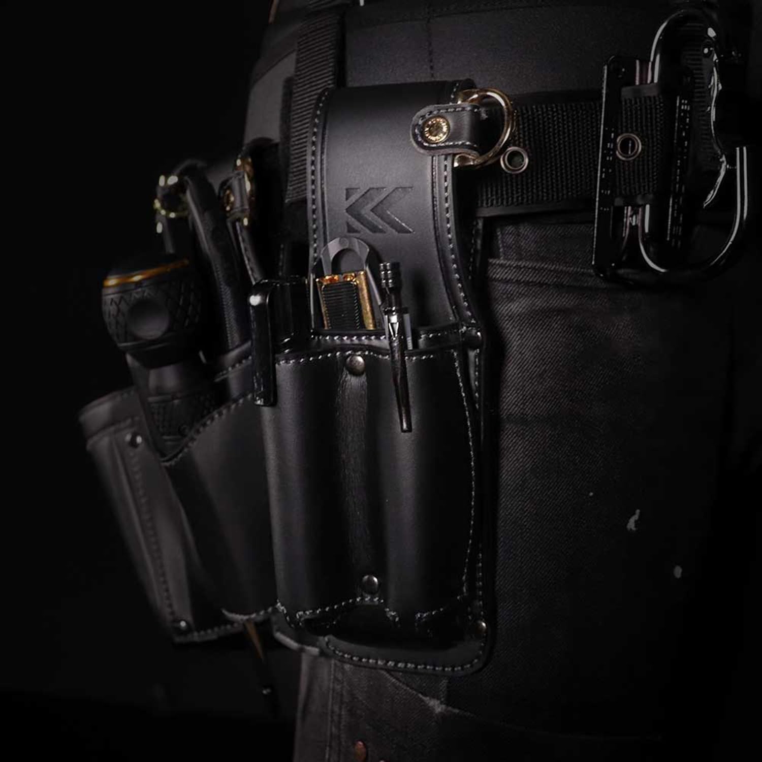 Fujiya AH-13BG Cutter & Marker 2-Tier Holder Black Gold Light PU Leather Series
