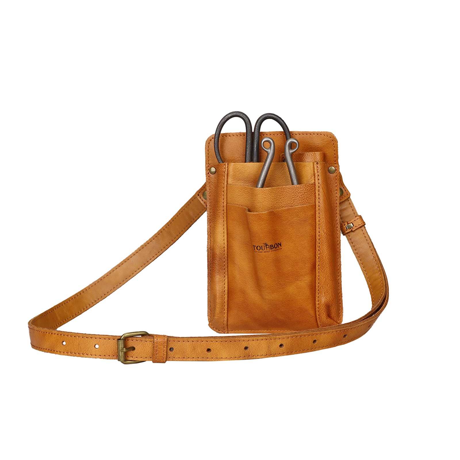 TOURBON Leather Garden Belt Tools Utility Pouch Florists Crossbody Bag for Girls