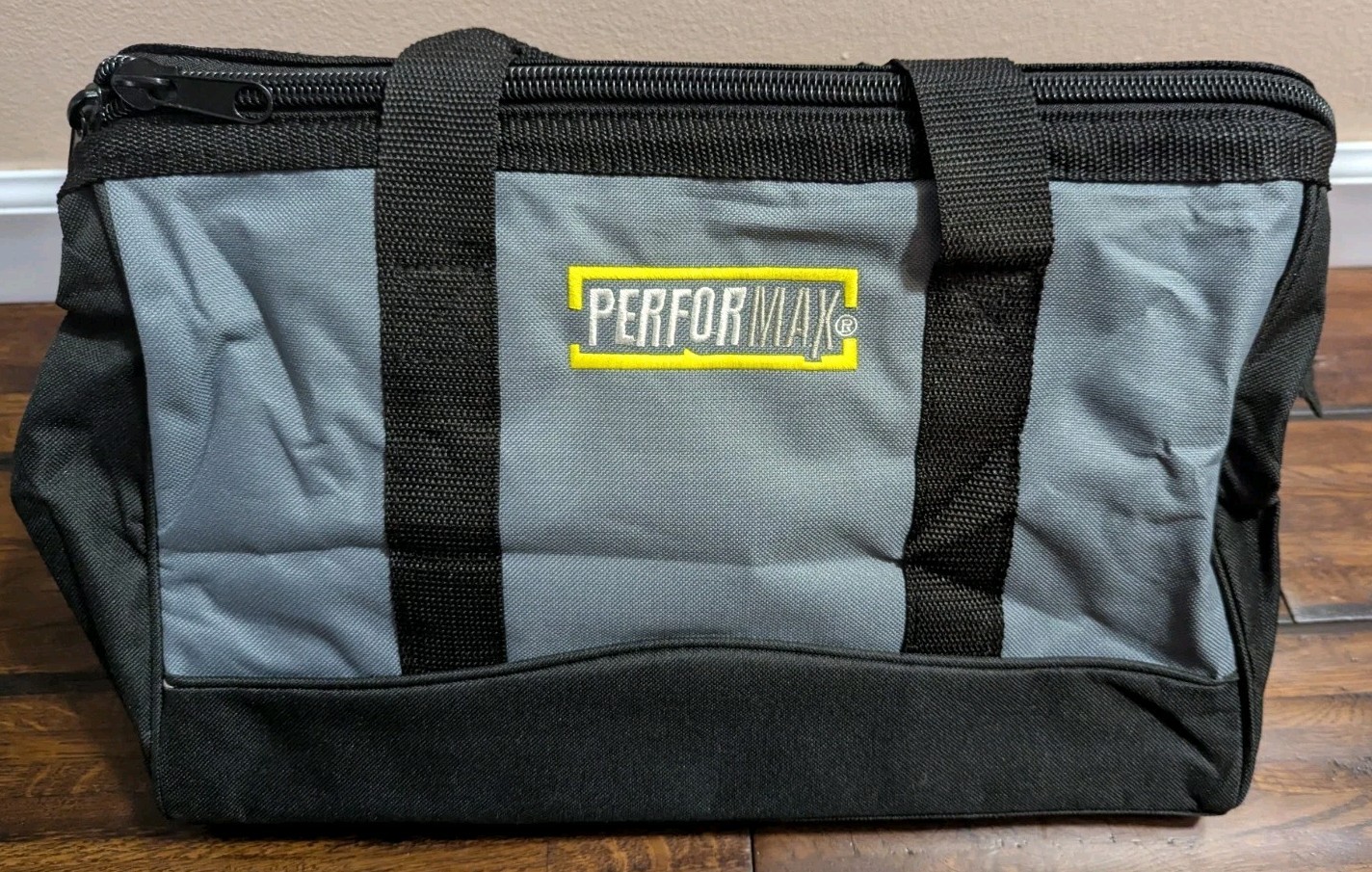 Performax Grey Black Gear and Hardware Tools Bag Dual Handles Heavy-Duty Zipper