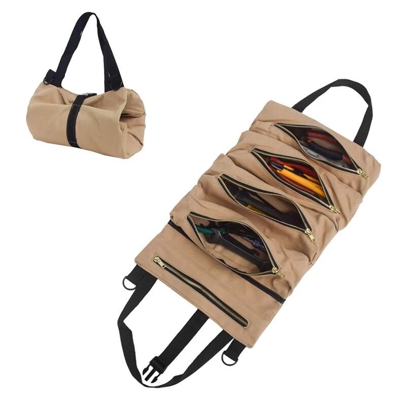 Tool Roll Organizer Foldable Bag for Car Electrician Tools Pliers Wrenches Pouch