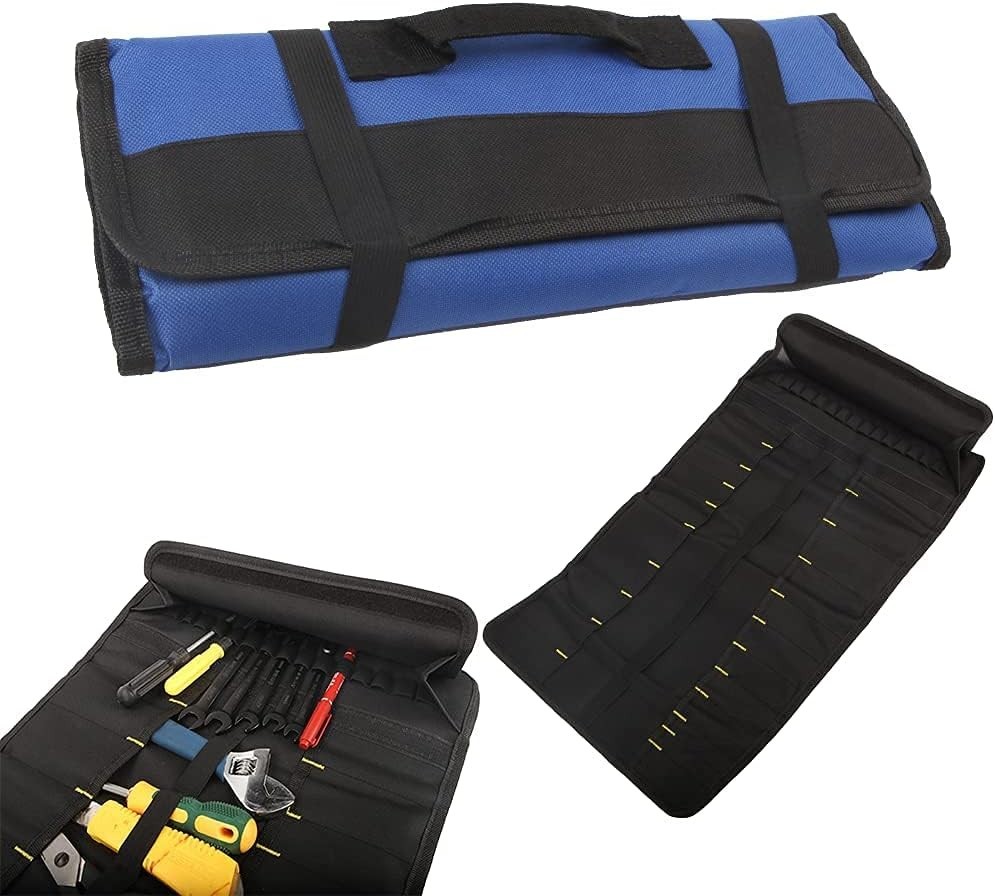 22 Pocket Tool Bag Canvas Wrench Roll up Pouch/Screwdriver Pliers Roller Compart