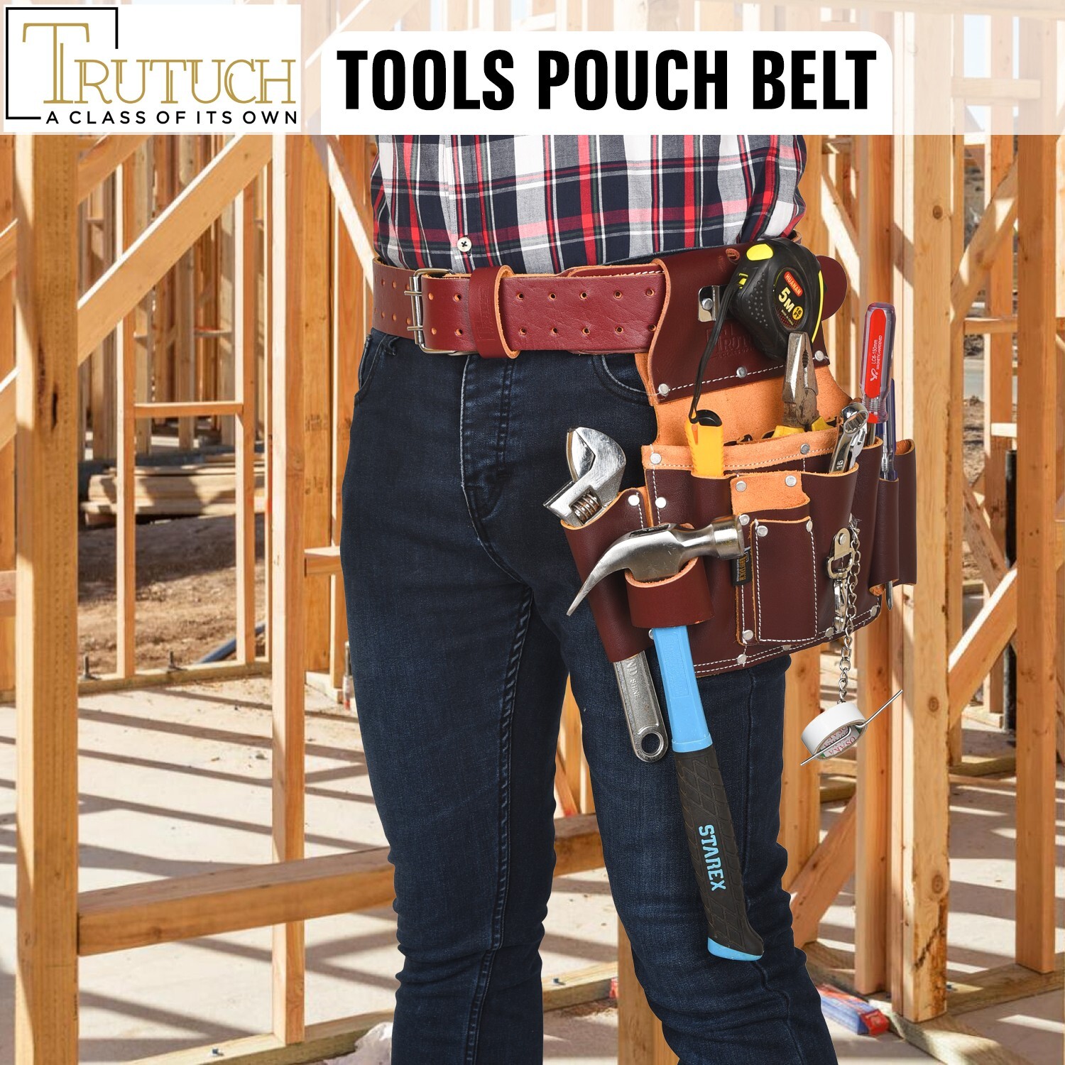 Trutuch Brown Leather Foam Padded Work Belt 2.5″ | Work Tool Belt