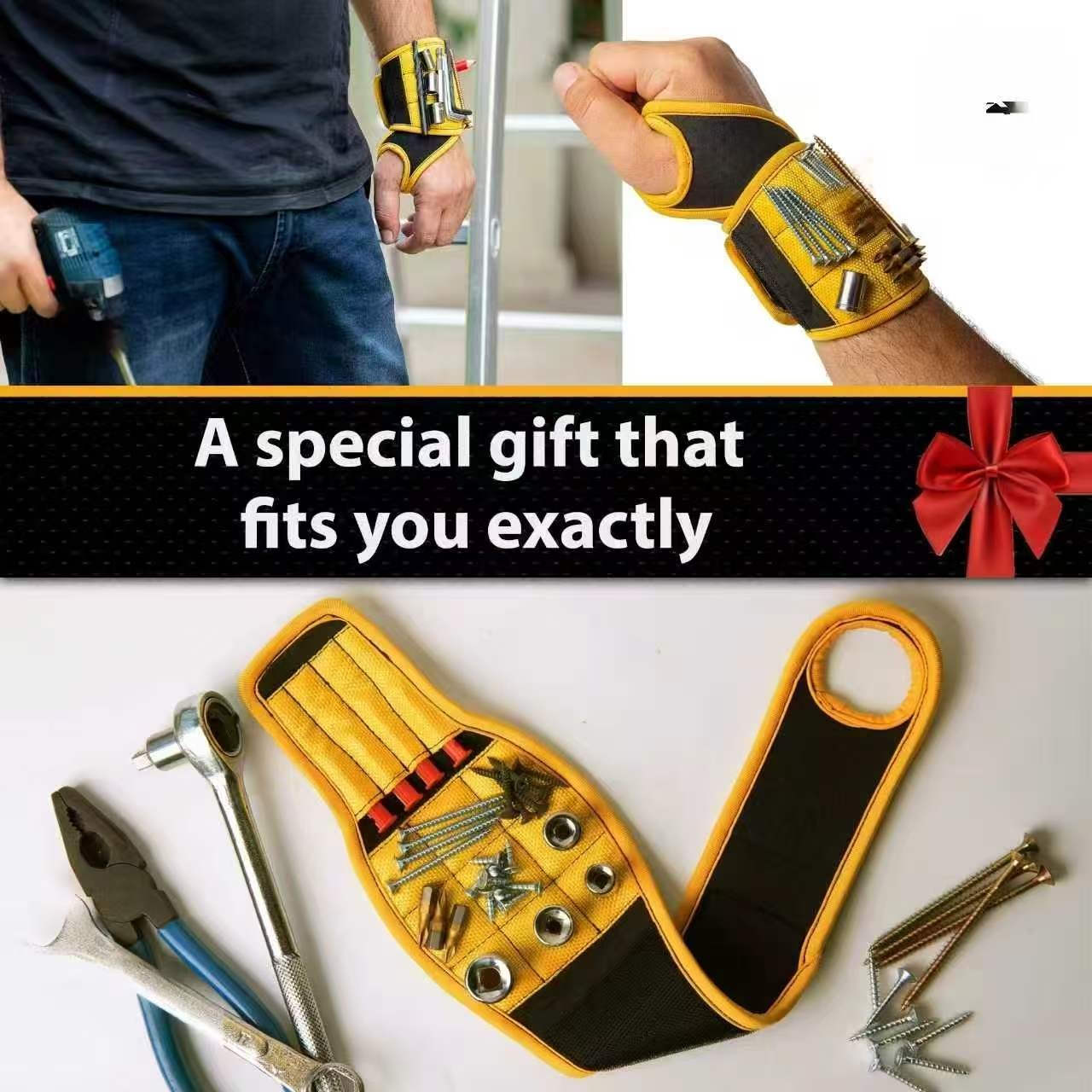 GMOX Magnetic Tool Wristband with 9 Strong Magnets for Screws & Wrist Support