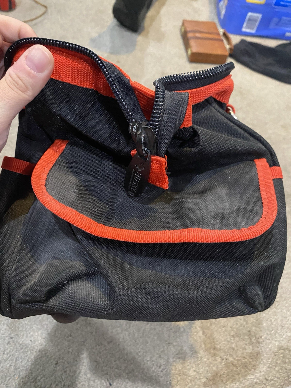 Husky Black/Red Fabric Tool Bag w/ Zipper Closure & Handle