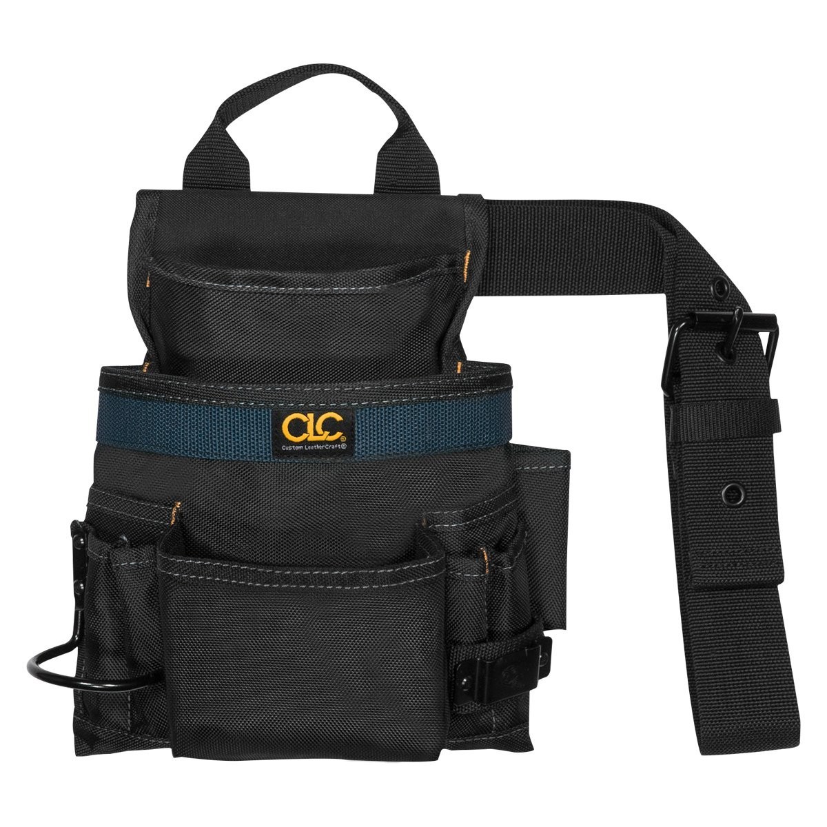 Custom Leathercraft 2823 Ballistic Nail and Tool Bag Black Medium 10-Pocket