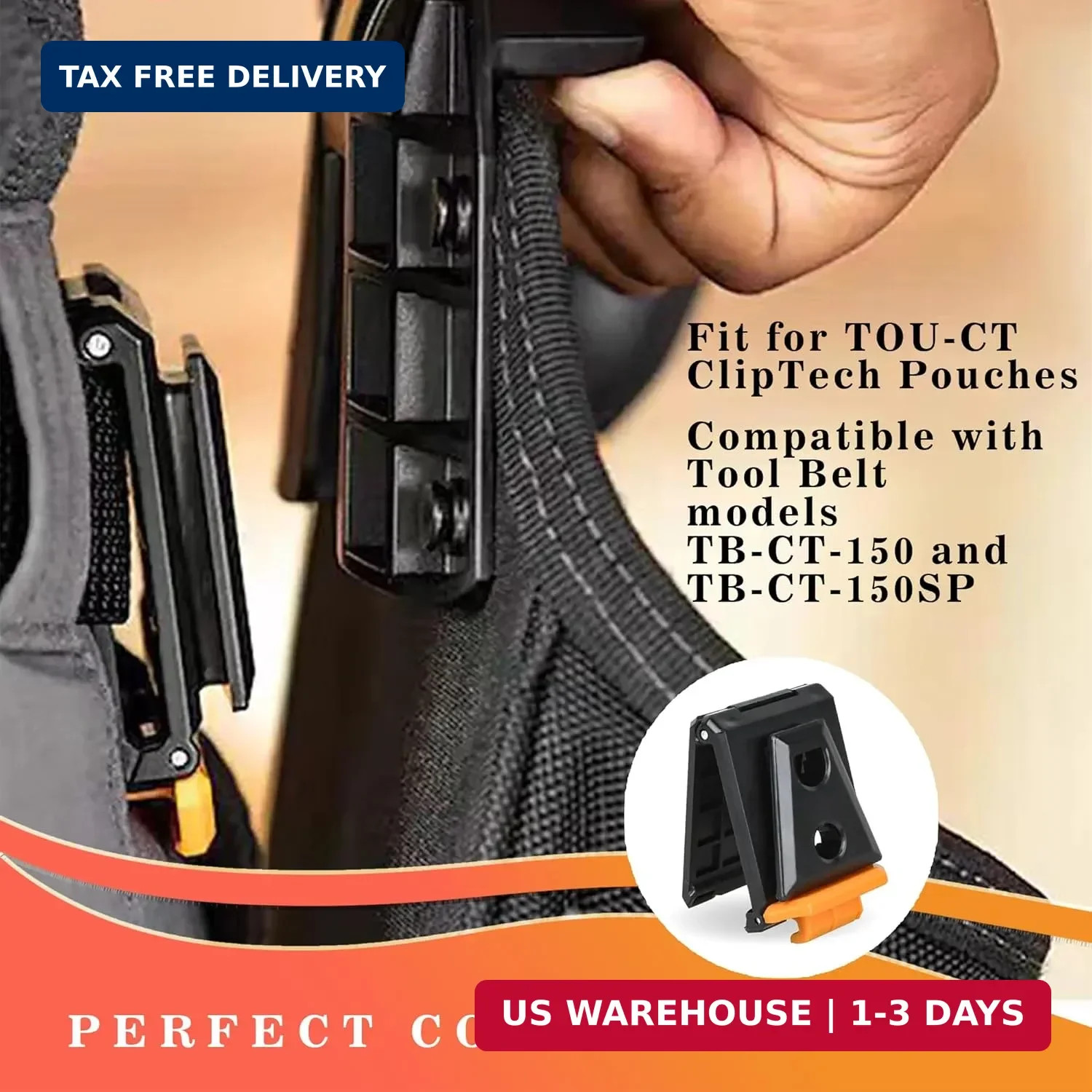 Tool Belt Clip for ToughBuilt Tool Belt & Pouches | Compatible with TOU-CT Model